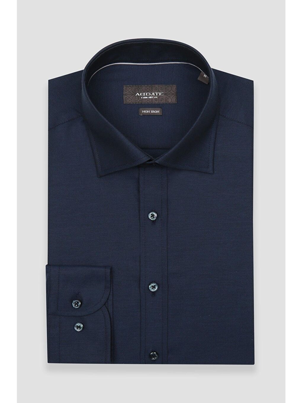 Fabio Non Iron Twill Pamuklu Comfort Fit Lacivert Klasik Yaka Erkek Düz %100 Pamuk Gömlek-4