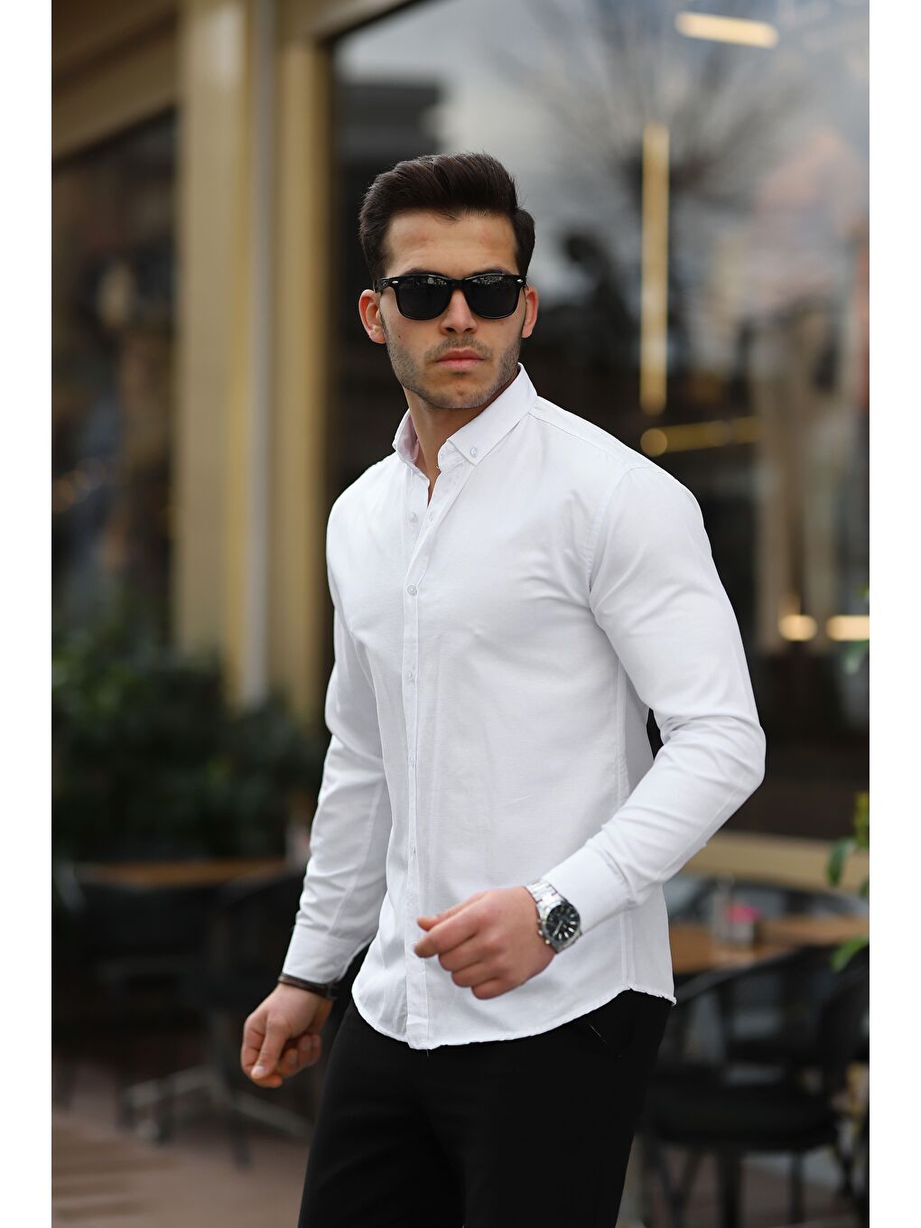 Beyaz Erkek Klasik Slim Fit Gömlek-1