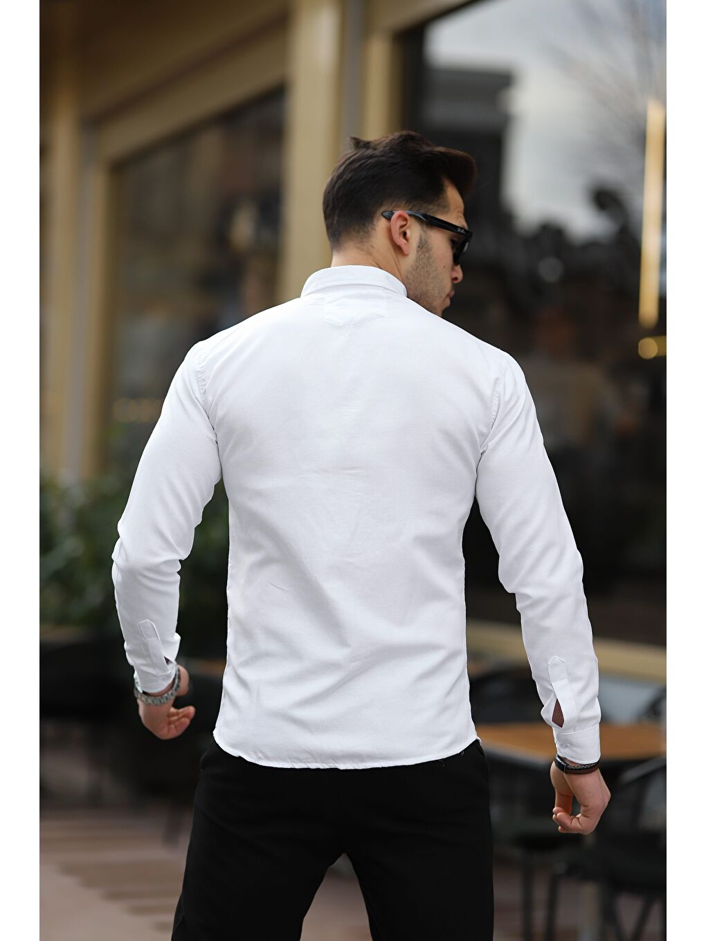 Beyaz Erkek Klasik Slim Fit Gömlek-2