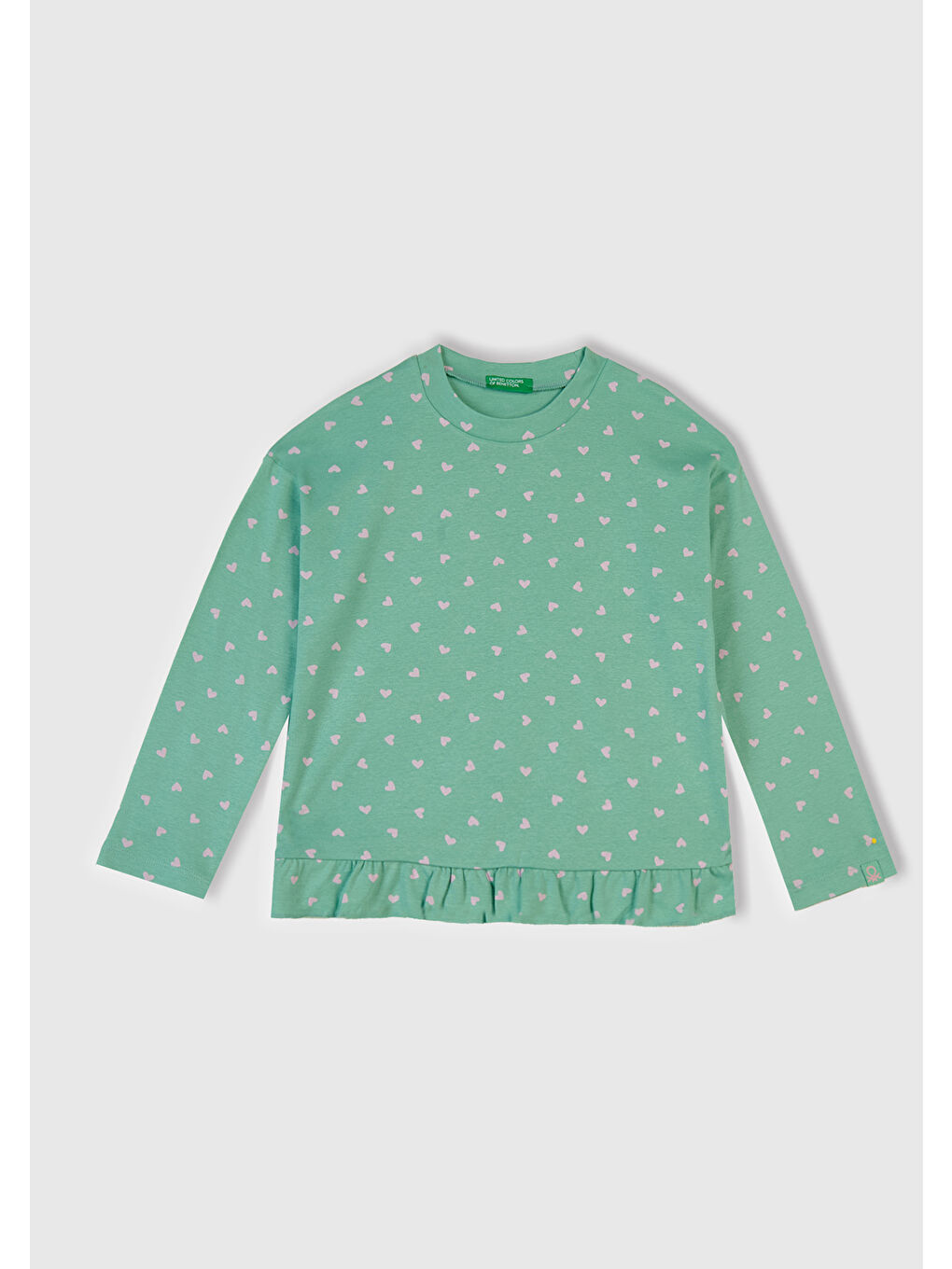 Kız Çocuk Turkuaz Desenli Fırfır Detaylı Pijama Takımı-2