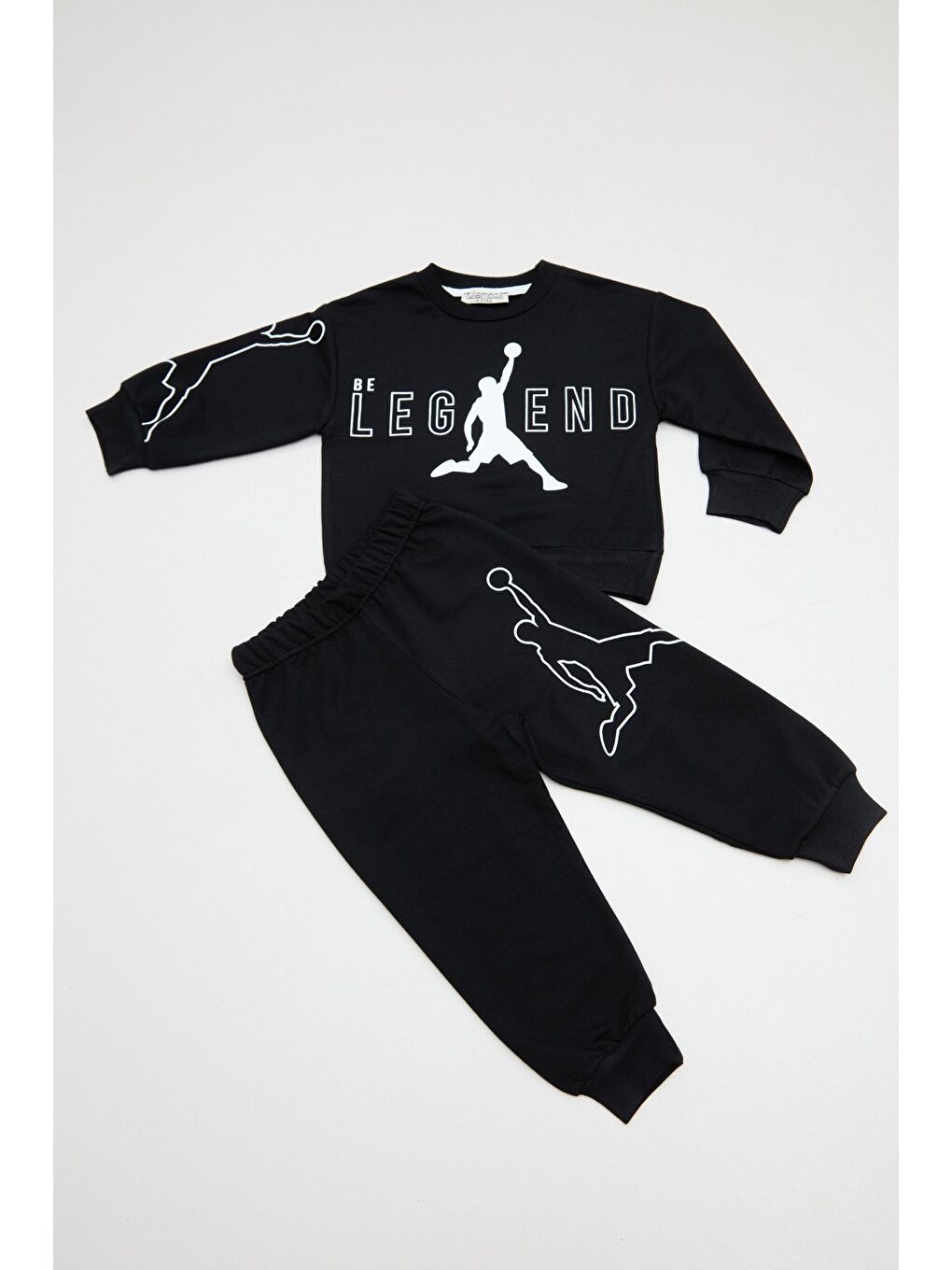 Siyah Yazı Ve Basketbolcu Baskılı Erkek Çocuk 2 Li Takım