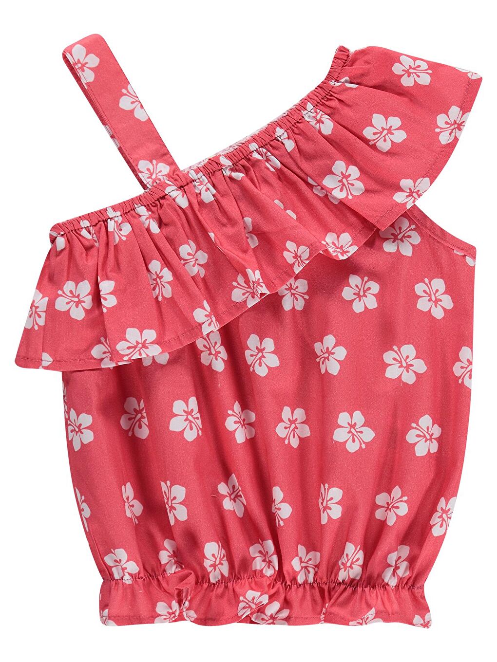Girls Çiçek Desenli Volanlı 2-5 Yaş Takım - Kırmızı-1