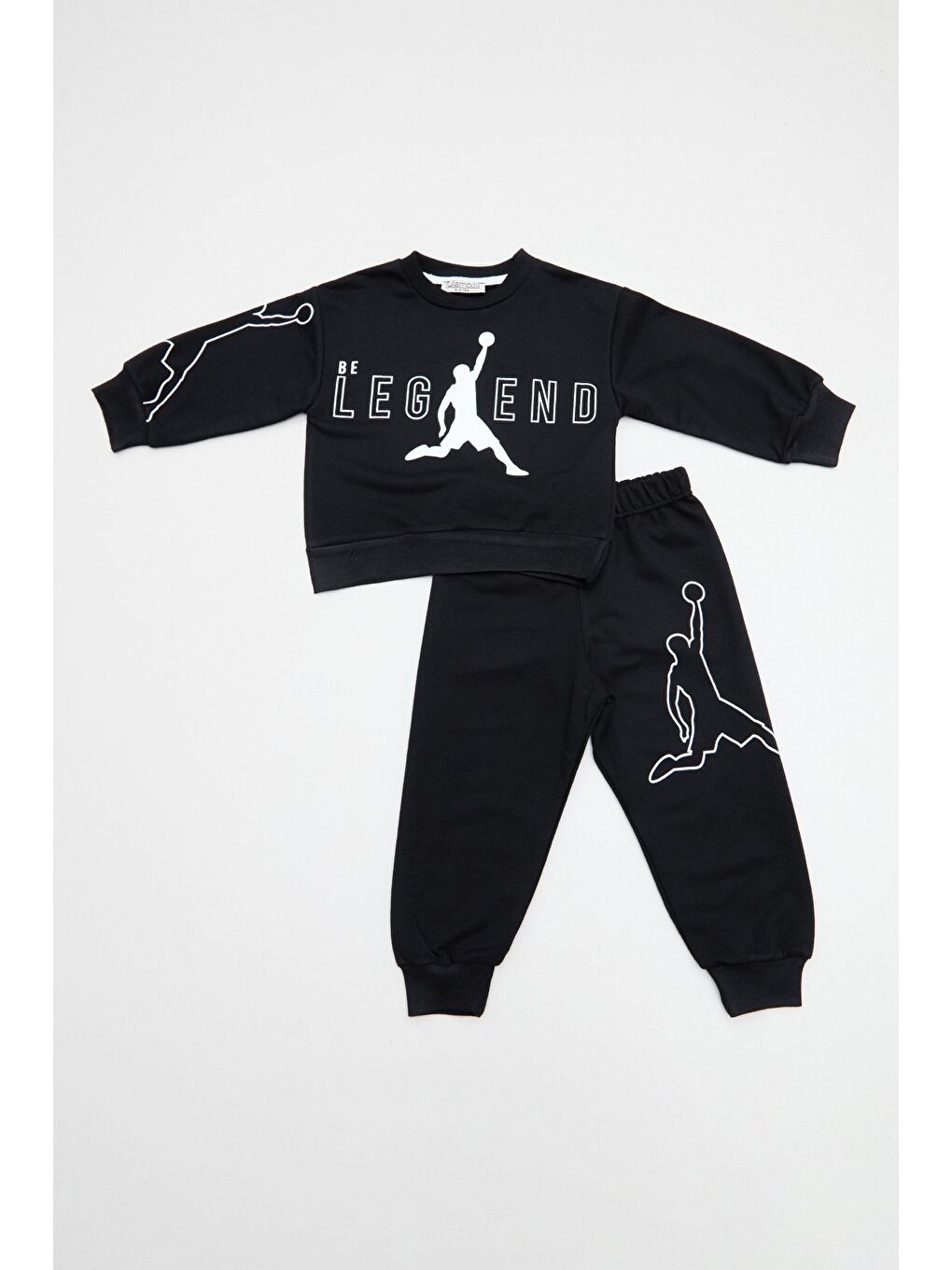 Siyah Yazı Ve Basketbolcu Baskılı Erkek Çocuk 2 Li Takım-1