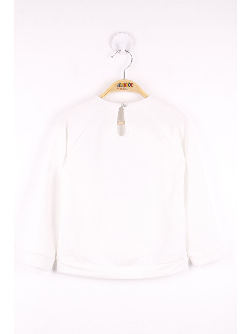 Ekru Kız Çocuk Çanta Nakışlı Sweatshirt-1