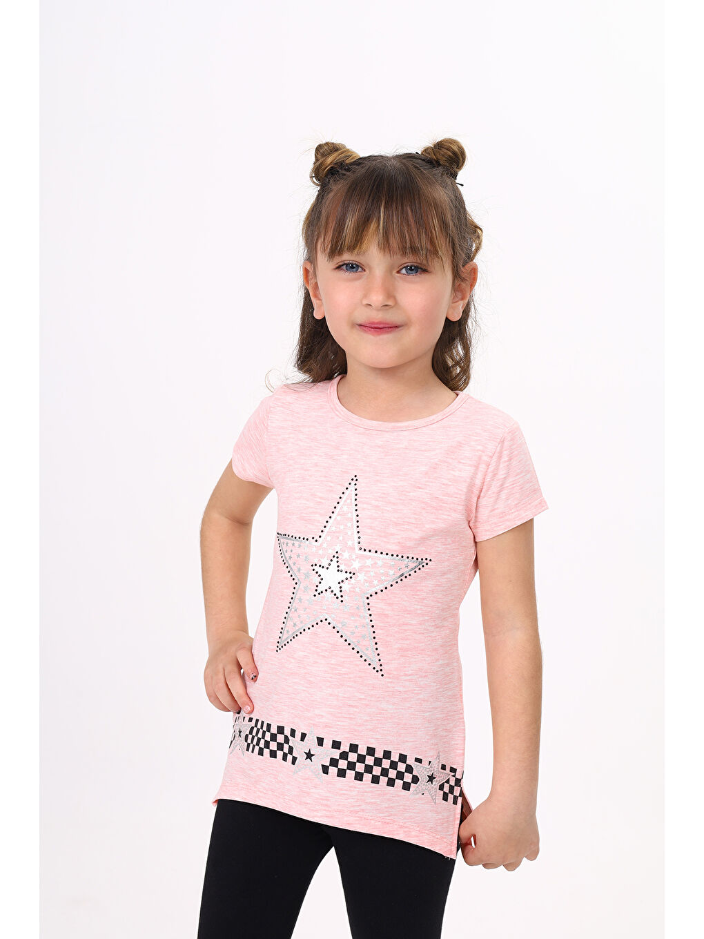 Toontoykids Pembe Kız Çocuk T-Shirt Yıldız Baskı