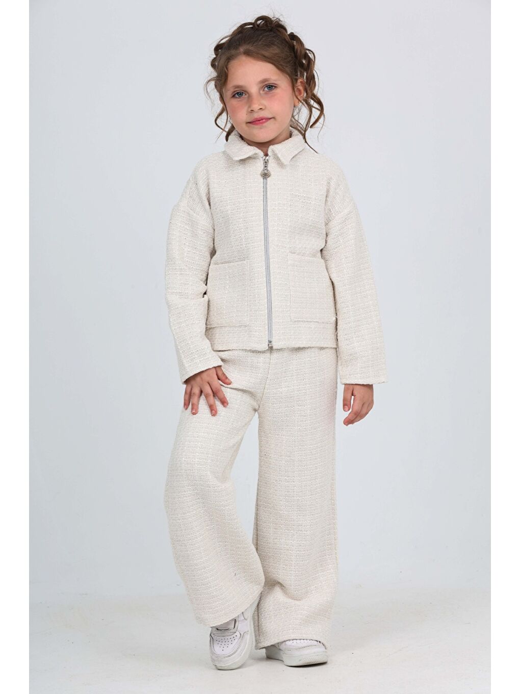 Ekru Kız Çocuk Şanel Takım