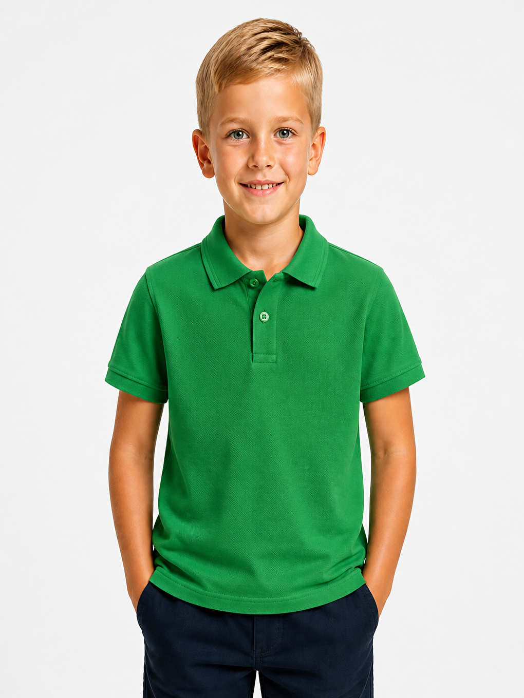Yeşil Kids Polo Yaka Basic Kısa Kollu Çocuk Tişört