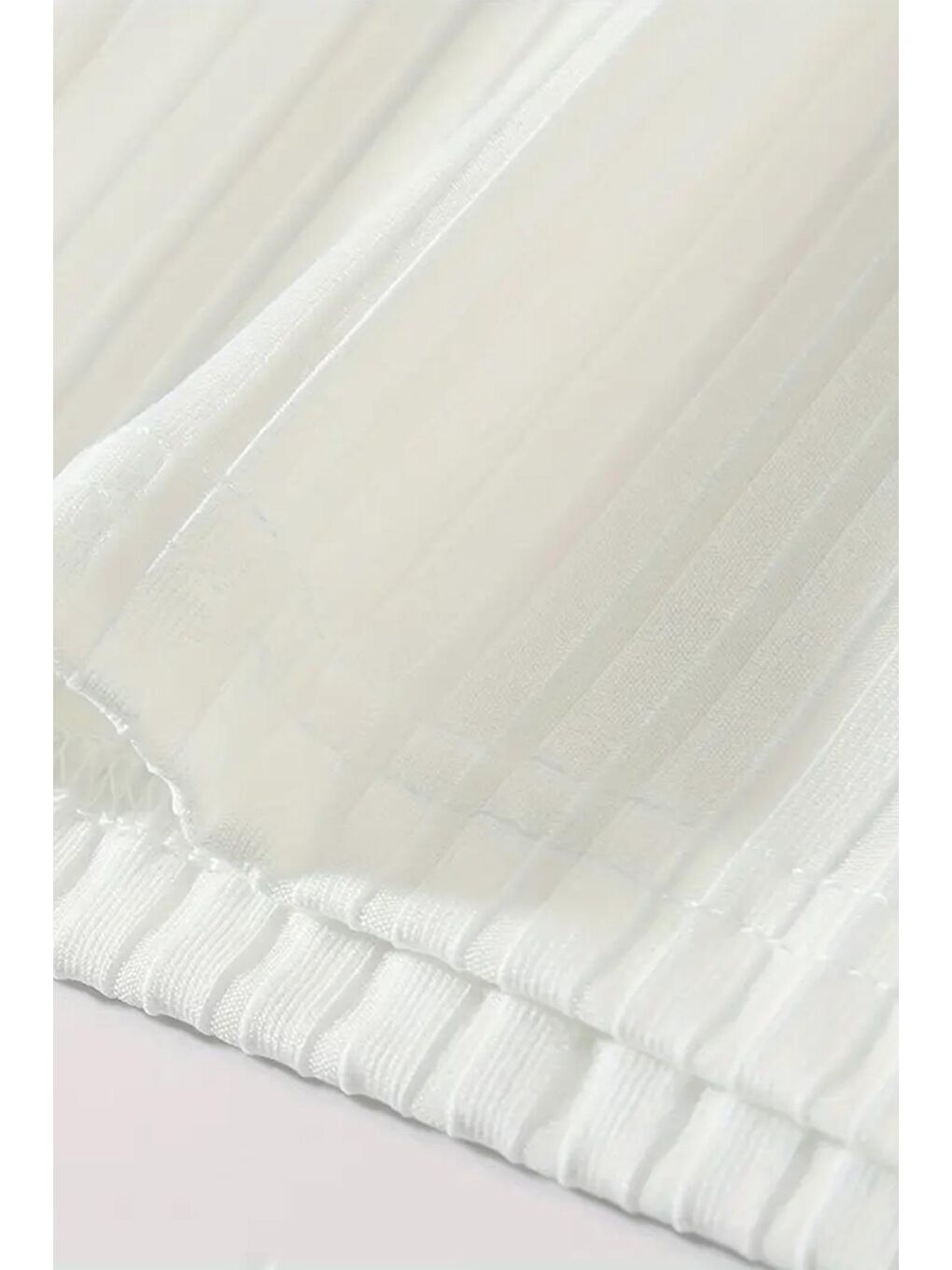 Beyaz Monz Fitilli Slim Fit Elastanlı Yüksek Yaka Erkek Uzun Kol Tshirt-2