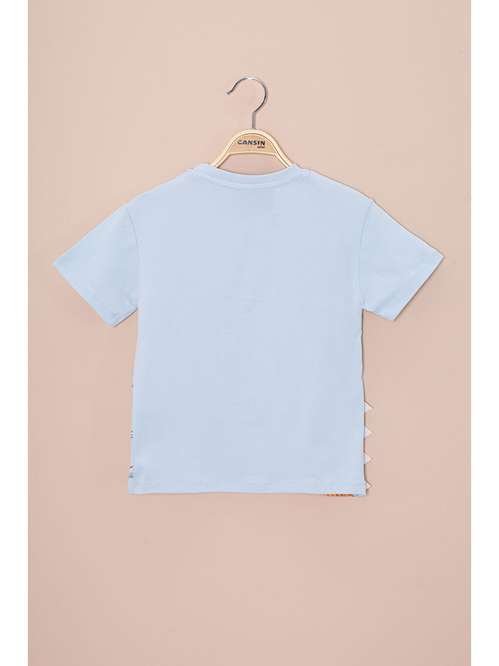 Mavi Dinozor Baskılı Bisiklet Yaka Erkek Bebek Tişört 20950-2