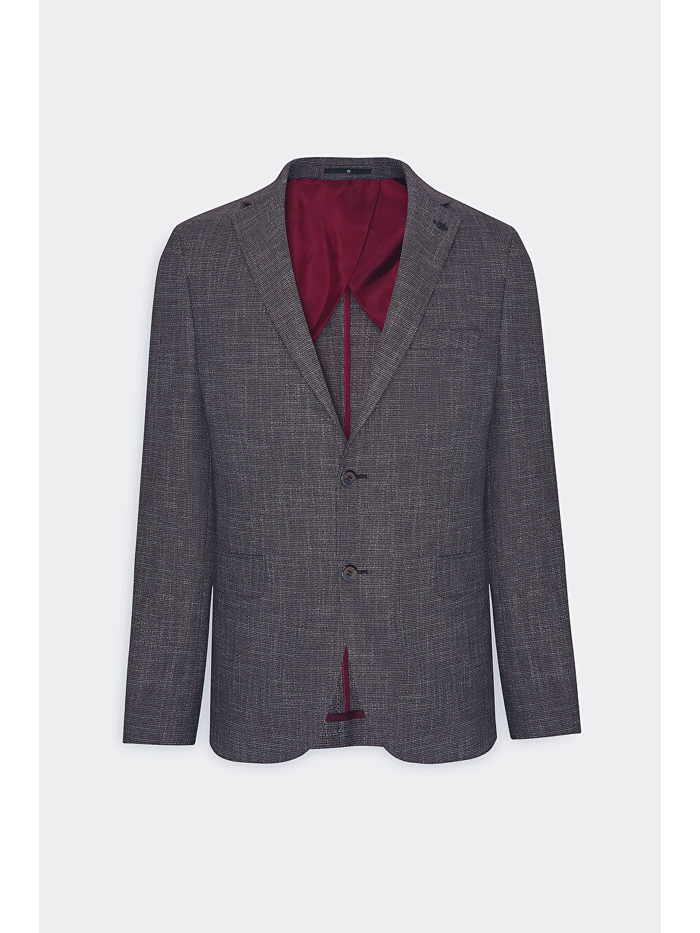 Erkek Siyah-Bordo Slim Fit Dar Kesim Mono Yaka Desenli Blazer Ceket-6