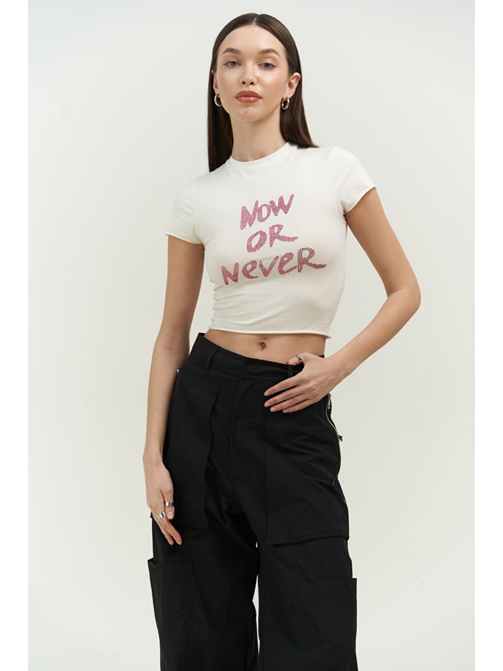 Mai Collection Beyaz Now Or Never Beyaz Penye Crop