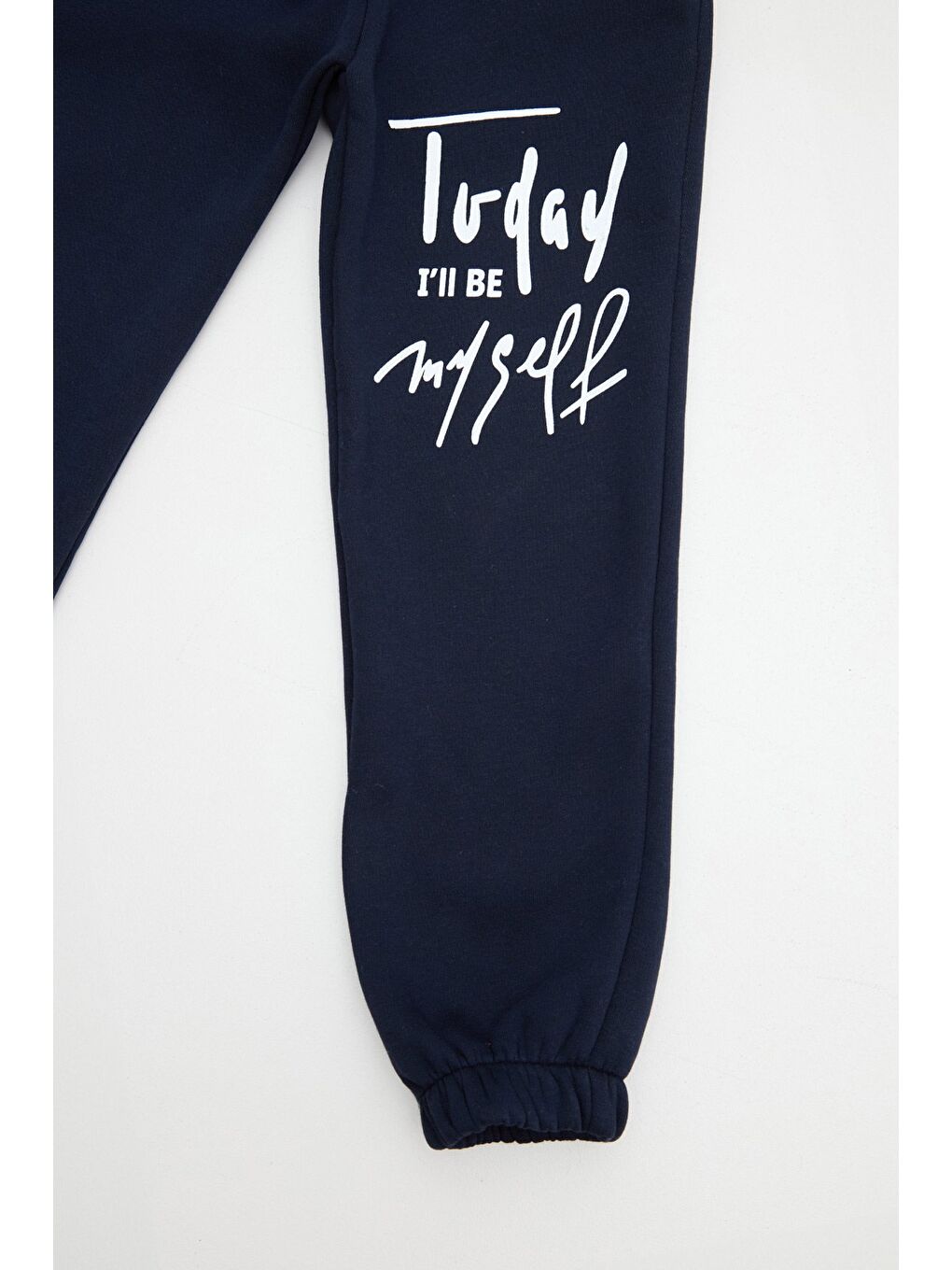 Lacivert 3 İplik Yazı Baskılı Kız Çocuk Eşofman Altı-4