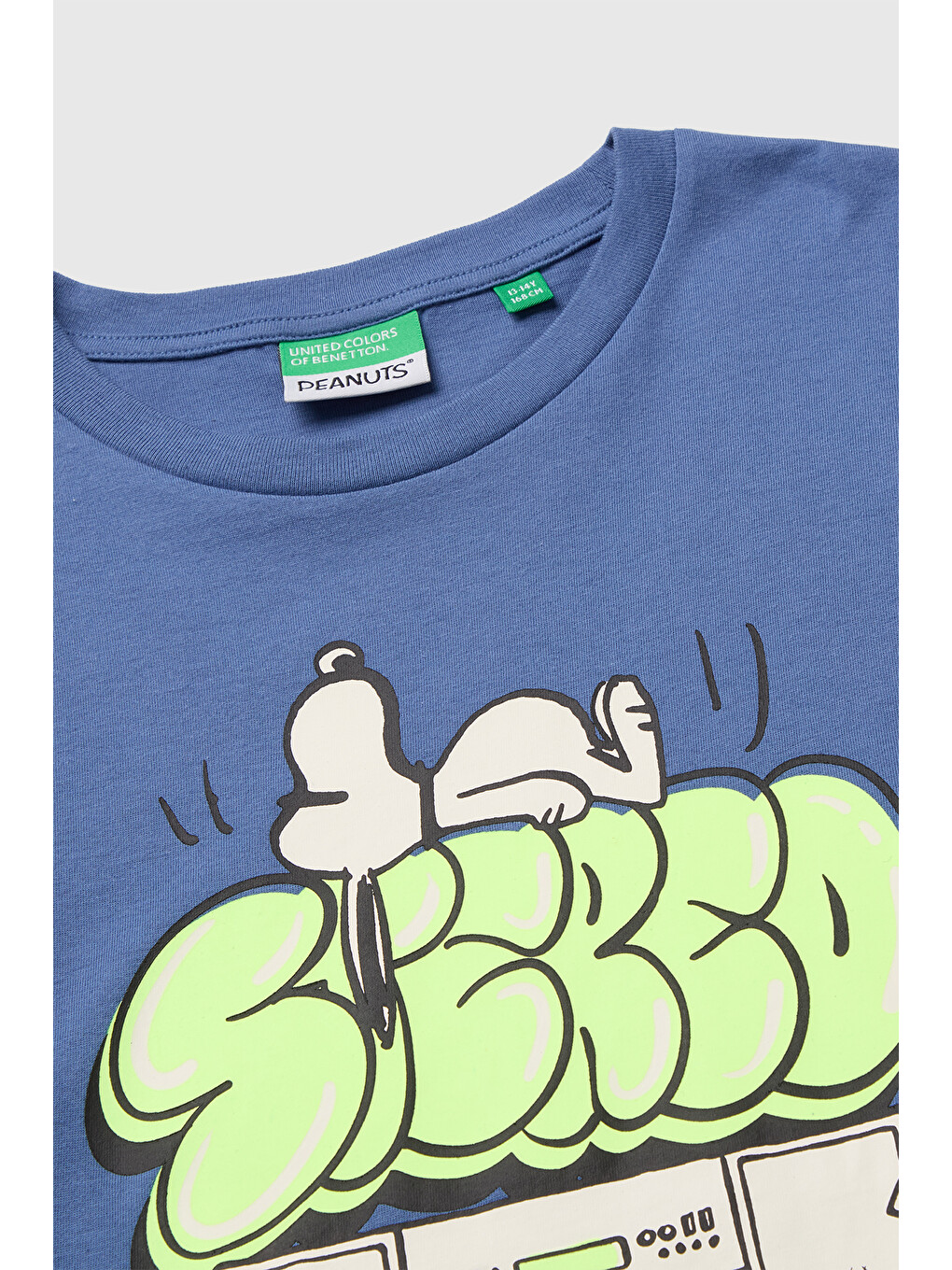 Erkek Çocuk Mavi Önü Snoopy Baskılı Oversize Uzun Kollu Tişört-2