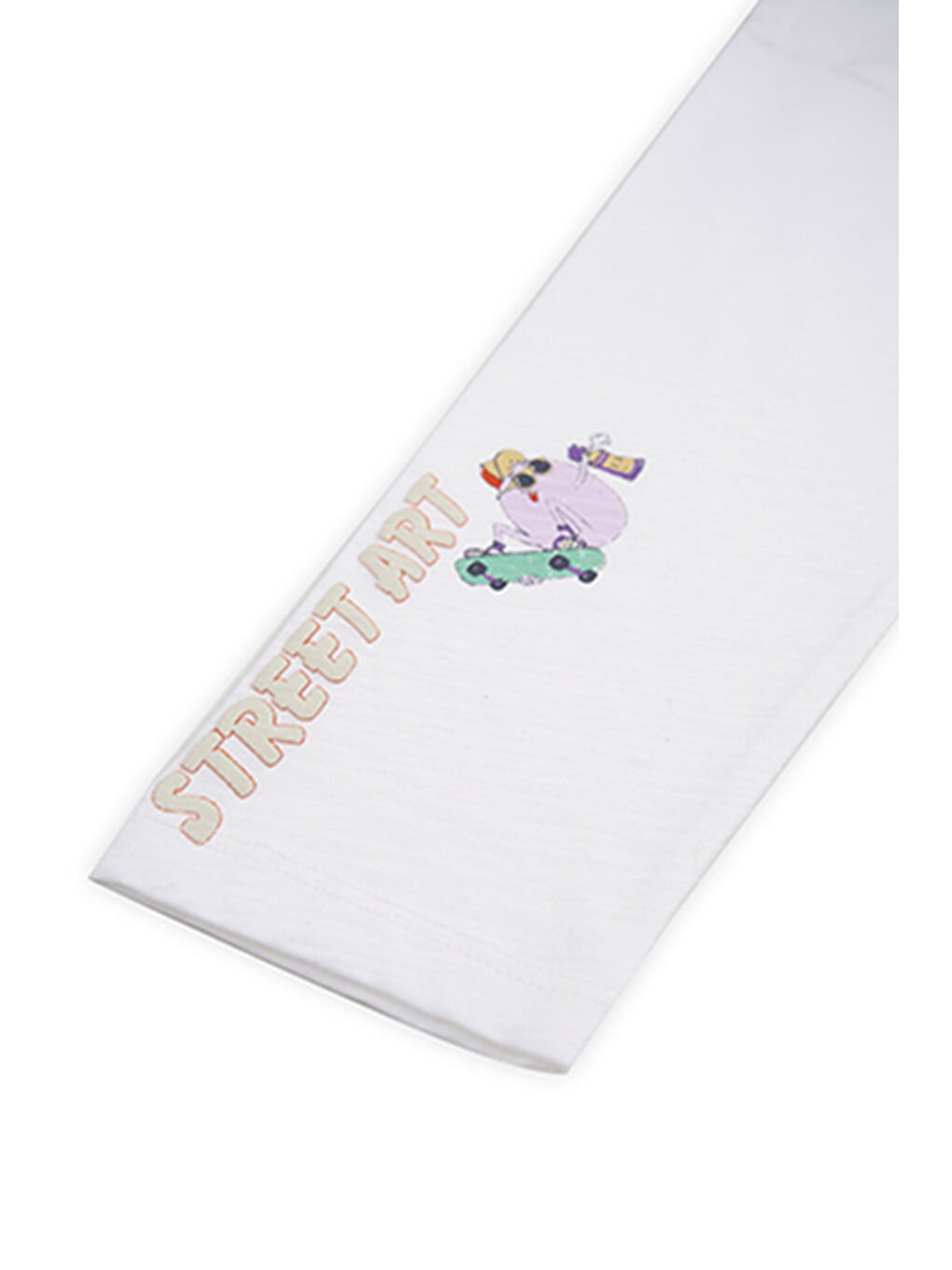 Erkek Çocuk Baskı Detaylı Uzun Kollu T-Shirt Beyaz-5