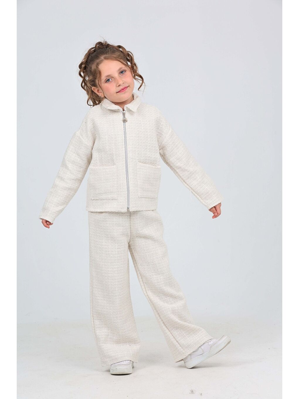 Ekru Kız Çocuk Şanel Takım-4