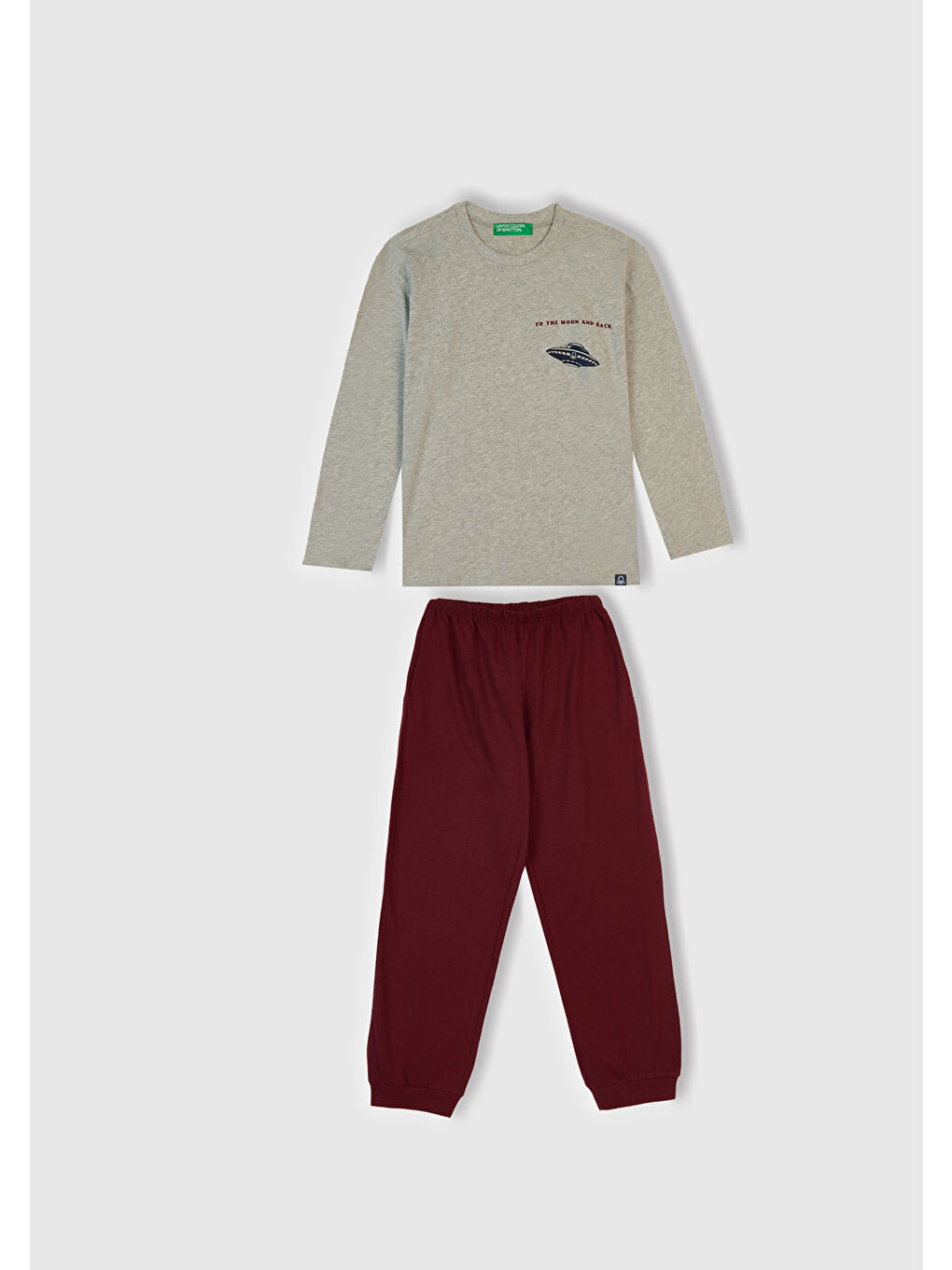 Erkek Çocuk Gri Melanj Üstü Baskılı Altı Cepli Pijama Takımı