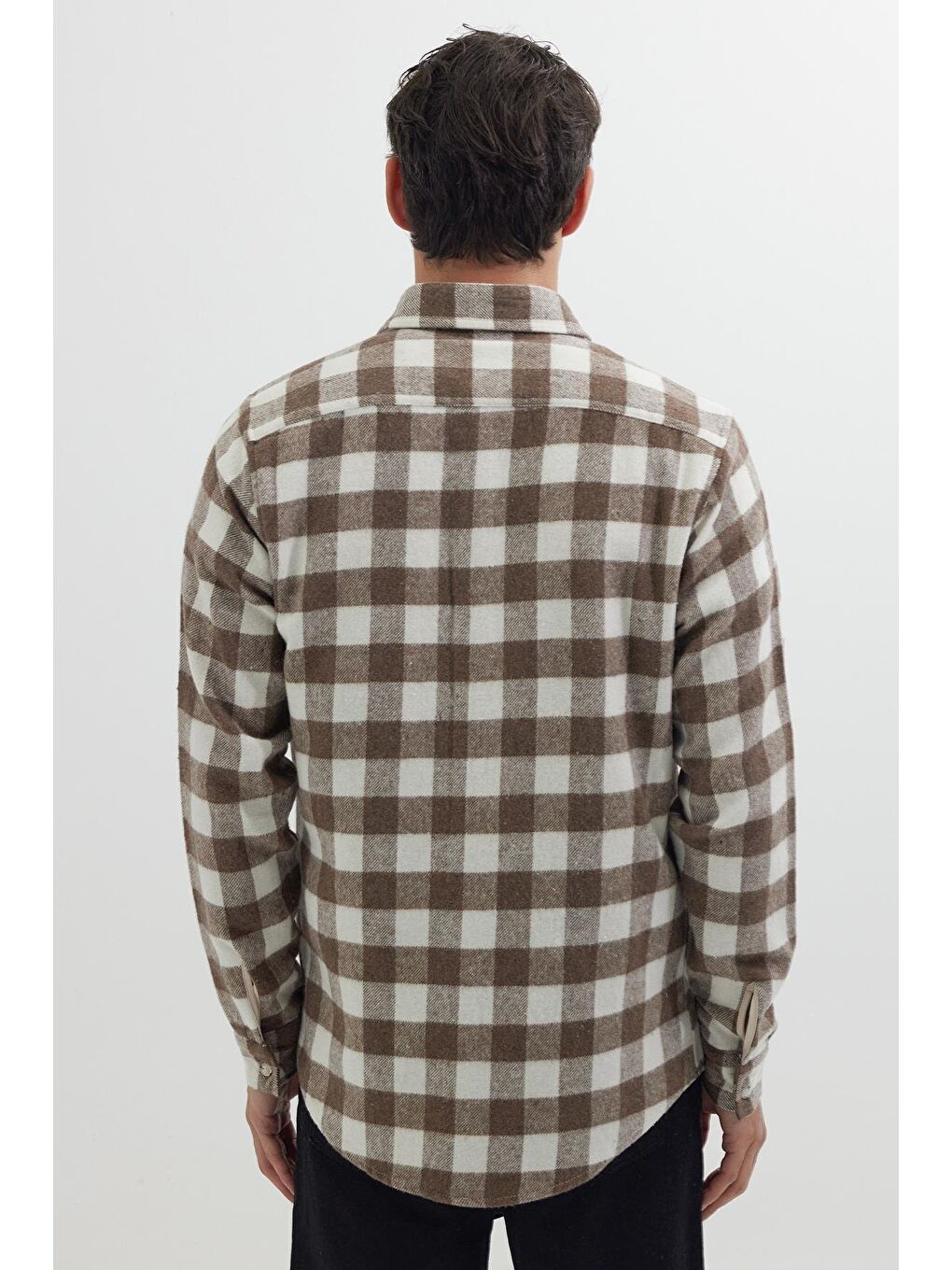 Karışık Erkek Slim Fit Dar Kesim Uzun Kollu Cepli Kareli Dama Desenli Kışlık Oduncu Gömlek-6