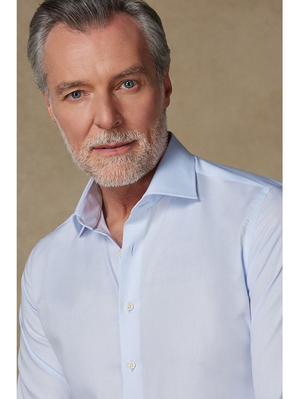 Donatello Non Iron Twill Pamuklu Slim Fit Açık Mavi Klasik Yaka Erkek Düz %100 Pamuk Gömlek-3