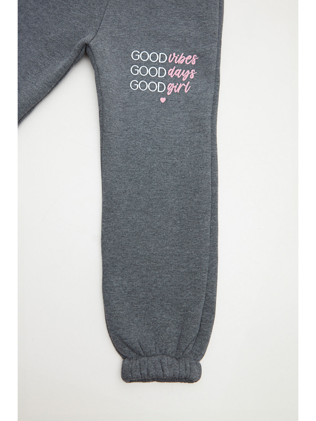 Antrasit 3 İplik Yazı Baskılı Kız Çocuk Jogger Eşofman Altı-1