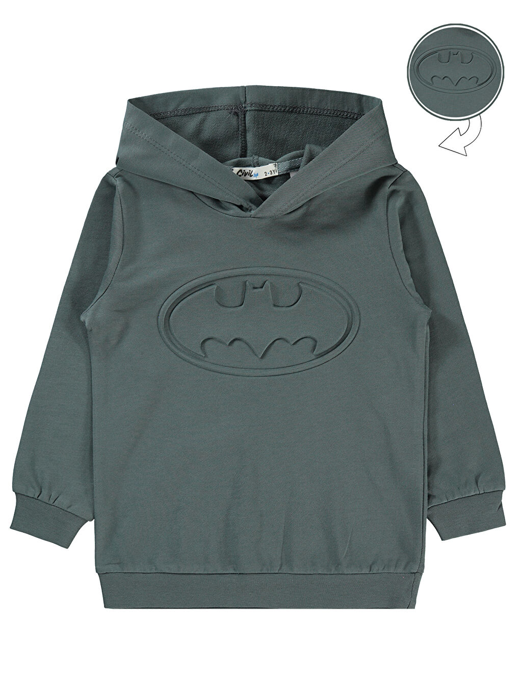 Civil Antrasit Batman Erkek Çocuk Sweatshirt 2-5 Yaş Antrasit