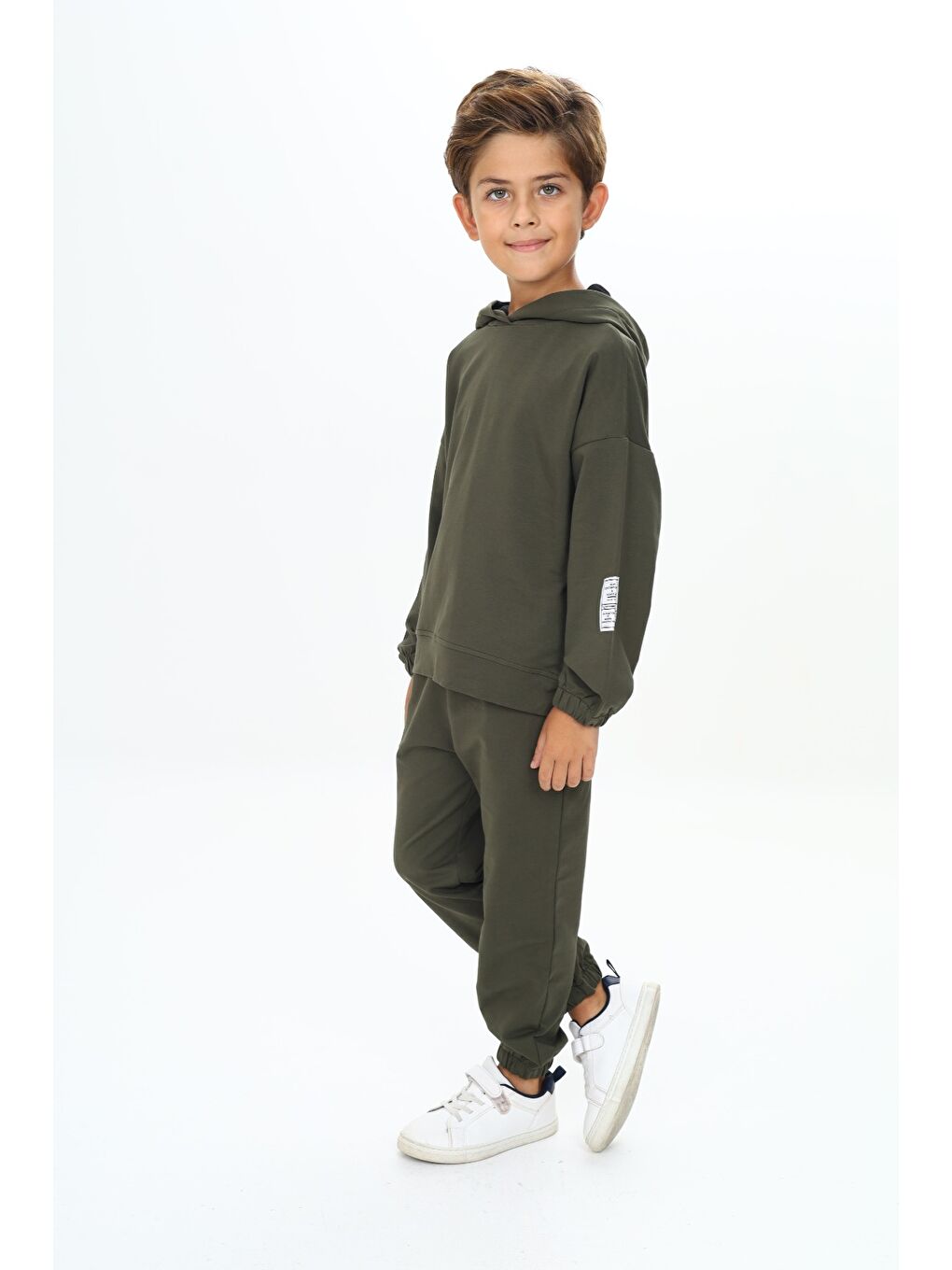 Haki Erkek Çocuk Arma Detaylı Eşofman Takımı-3