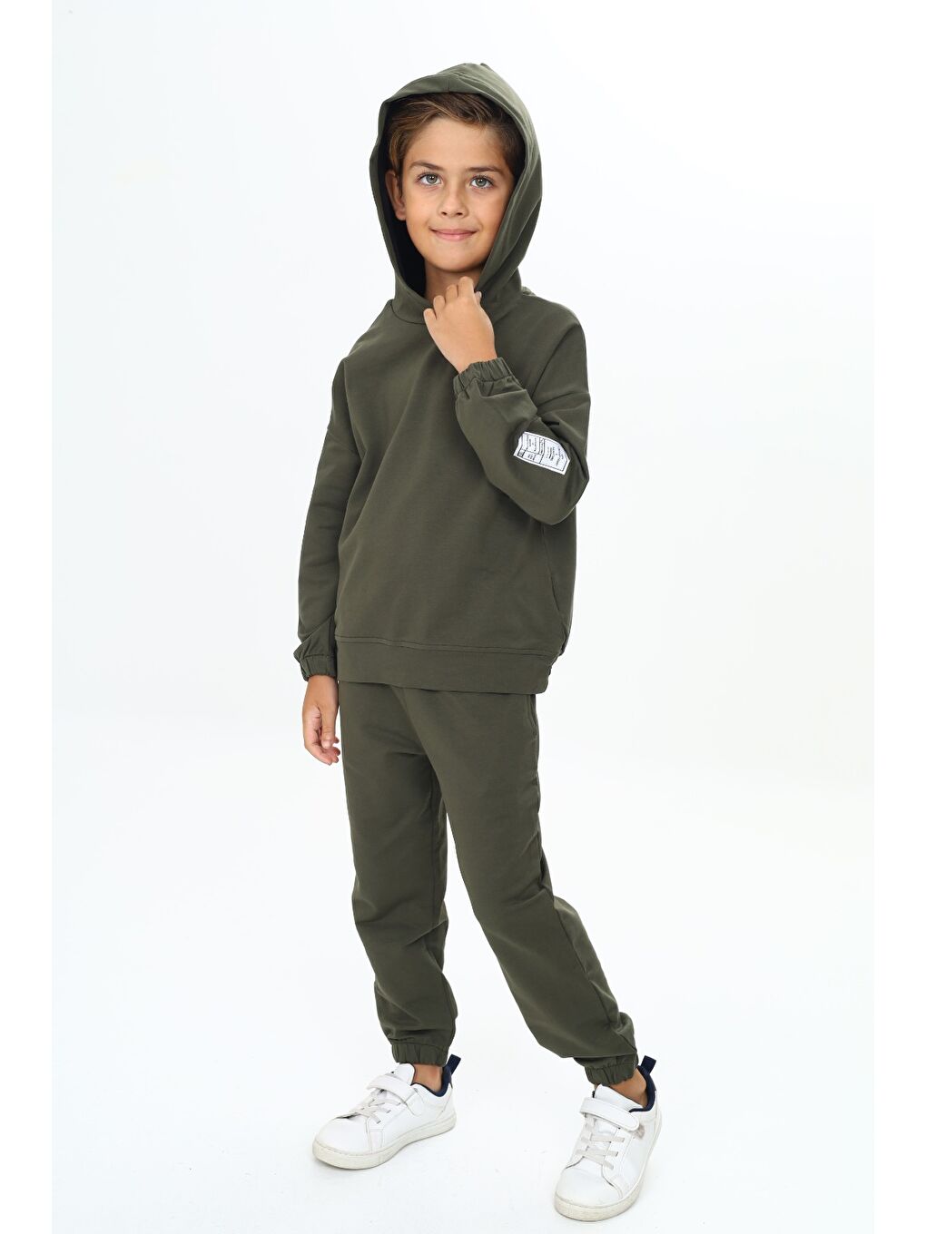 Haki Erkek Çocuk Arma Detaylı Eşofman Takımı-4