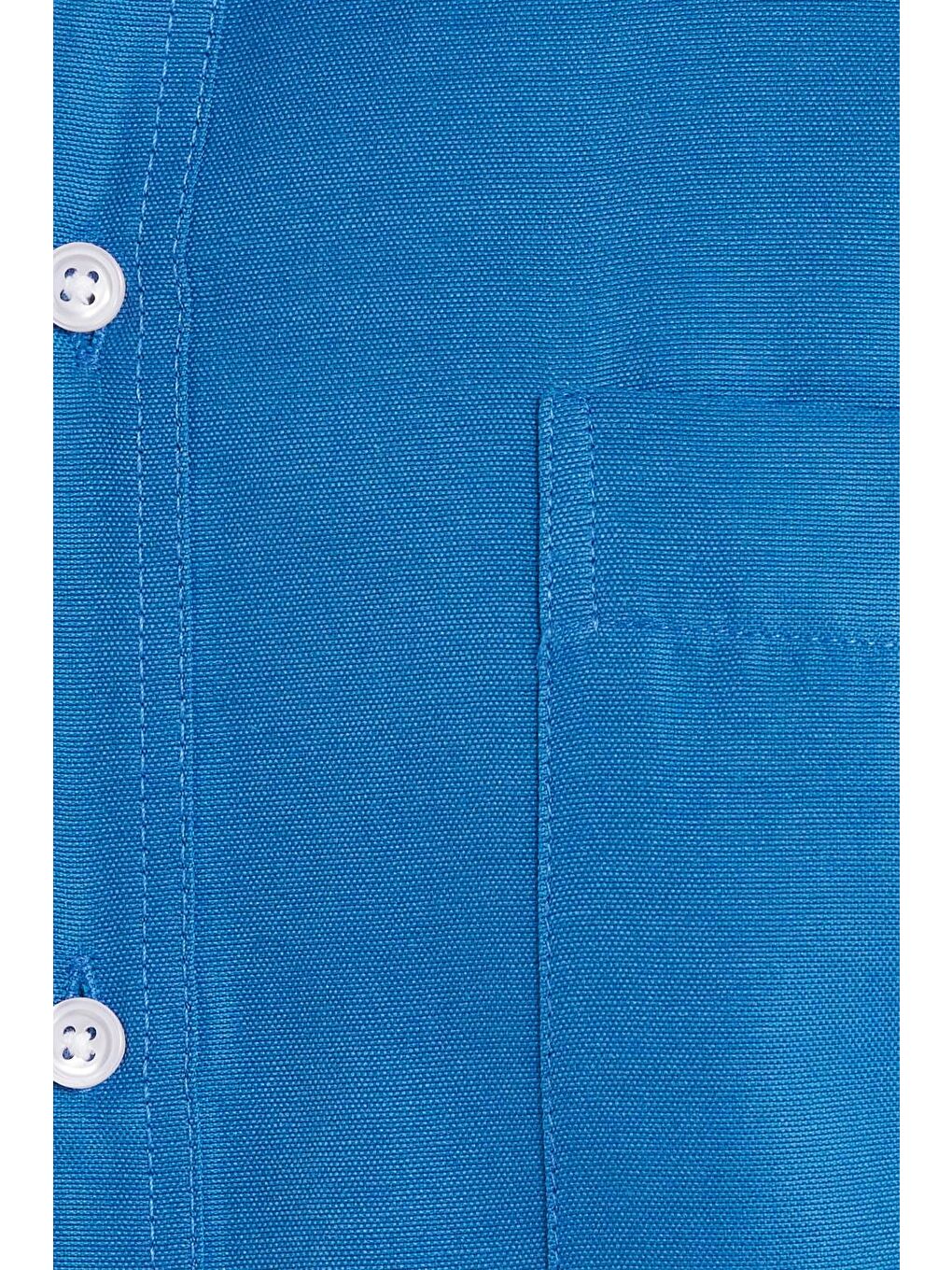 Erkek Klasik Regular Fit Rahat Kesim Düğmeli Spor Yaka Oxford Pamuklu Kısa Kol Saks Mavi Gömlek-5