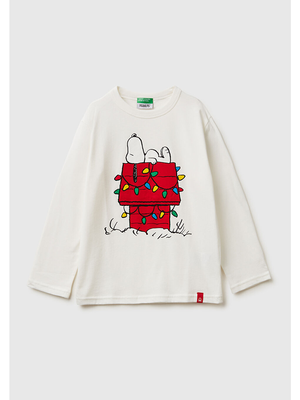Erkek Çocuk Ekru Peanuts XMAS Baskılı Logo Etiketli Kabartmalı Uzun Kollu T-shirt