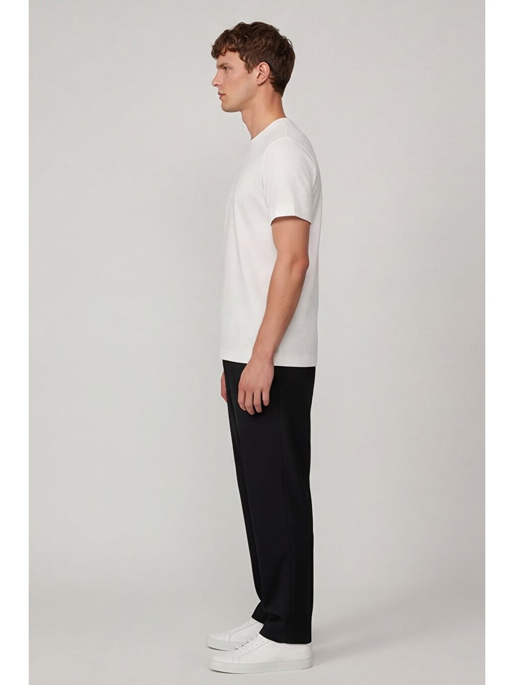 Erkek Ekru Normal Kesim Regular Fit %100 Pamuk Bisiklet Yaka Basic Tişört-2