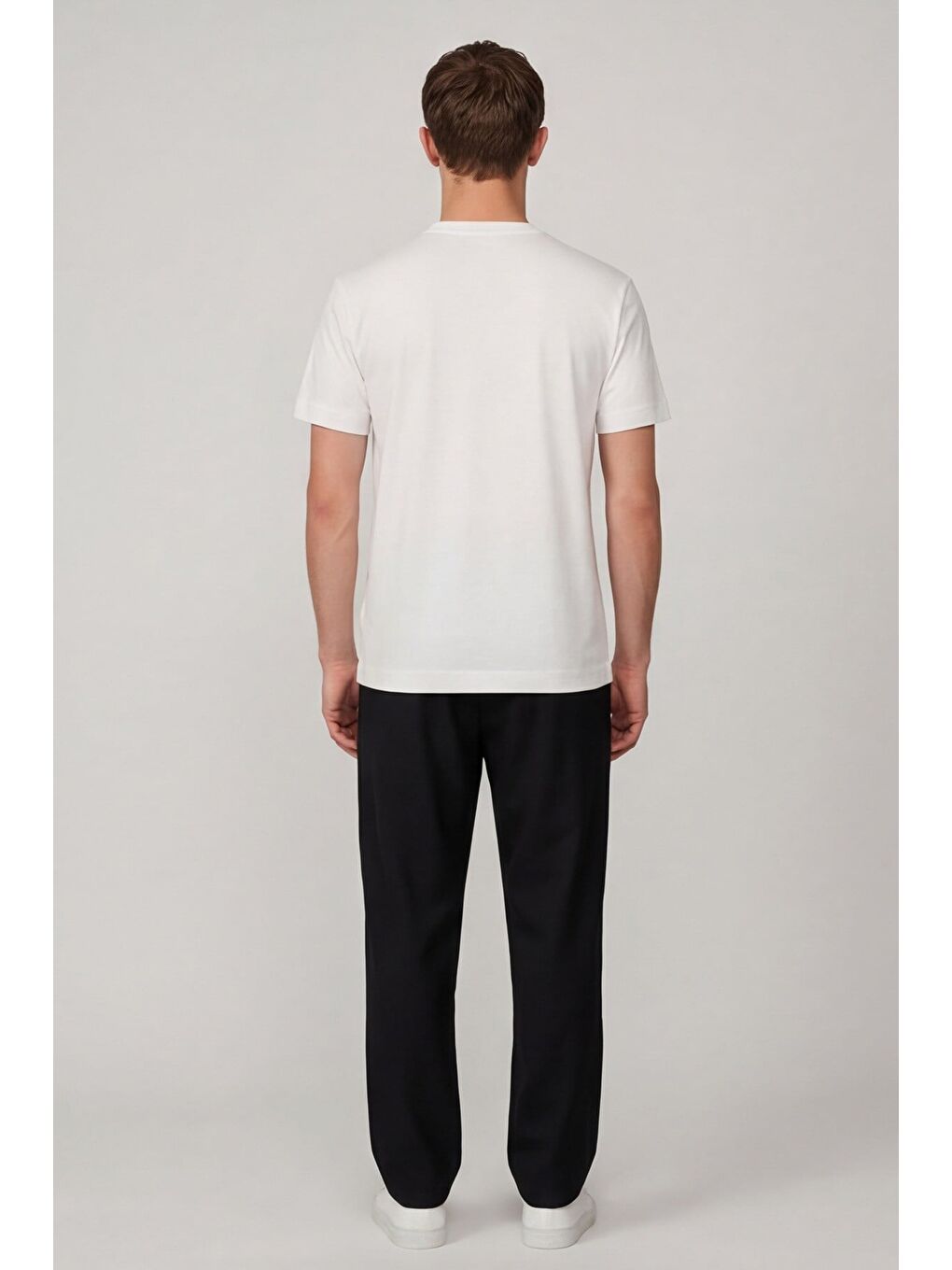 Erkek Ekru Normal Kesim Regular Fit %100 Pamuk Bisiklet Yaka Basic Tişört-3