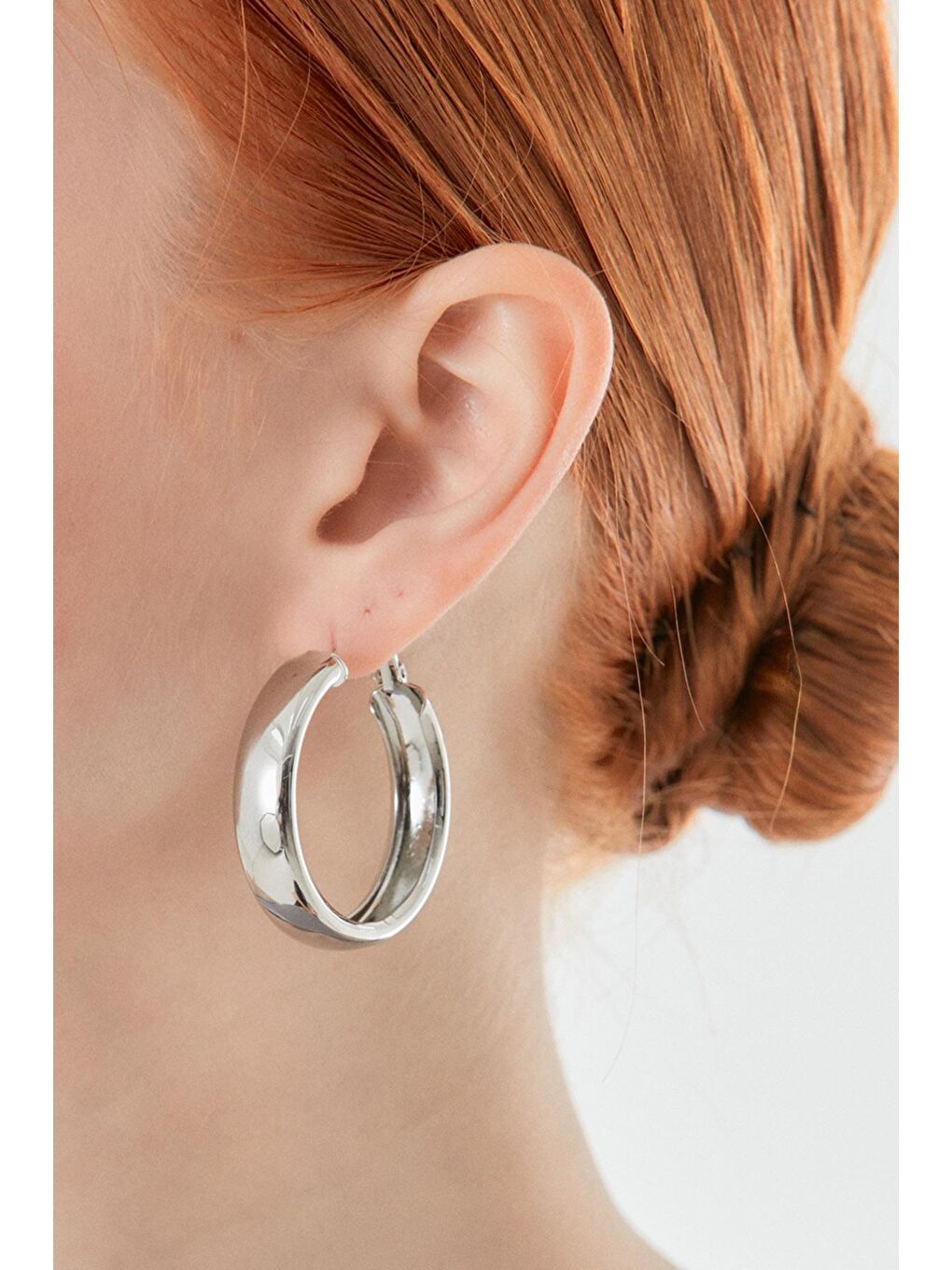 Gri Kalın Halkalı Klips Küpe-3