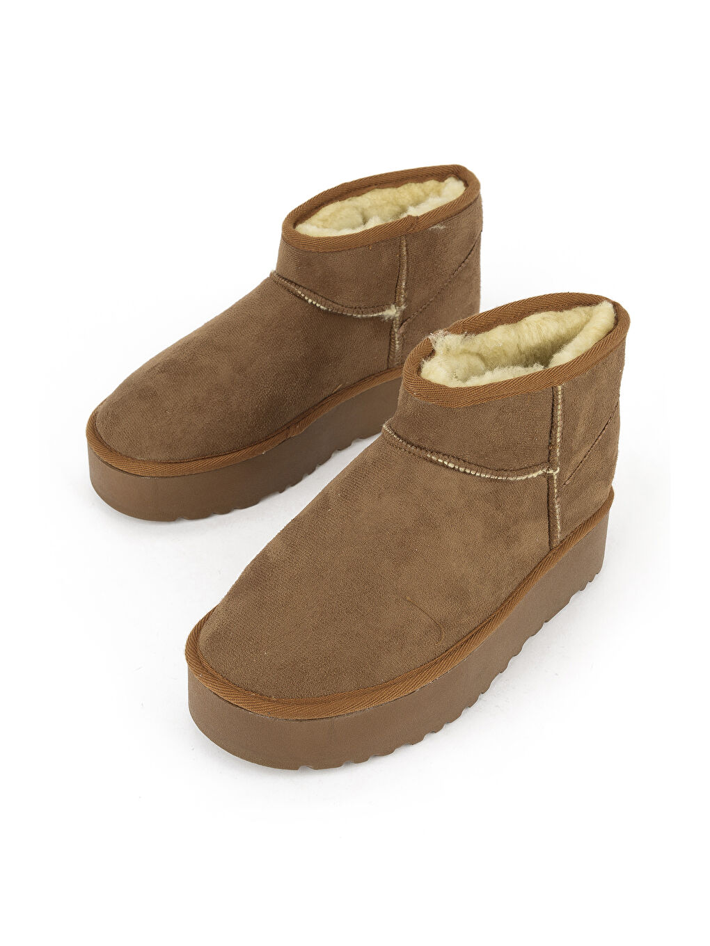 Kahverengi Suni Kürklü Kadın Bot 1531044Z1002 Taba-4