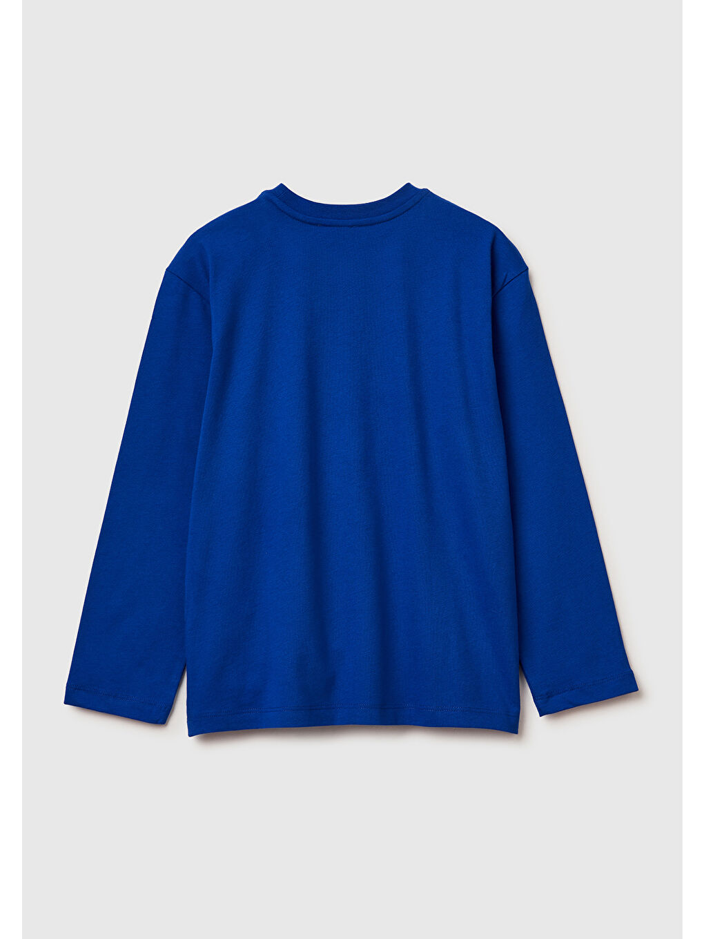 Erkek Çocuk Saks Mavisi Baskılı Jarse Bisiklet Yaka Uzun Kollu T-shirt-1