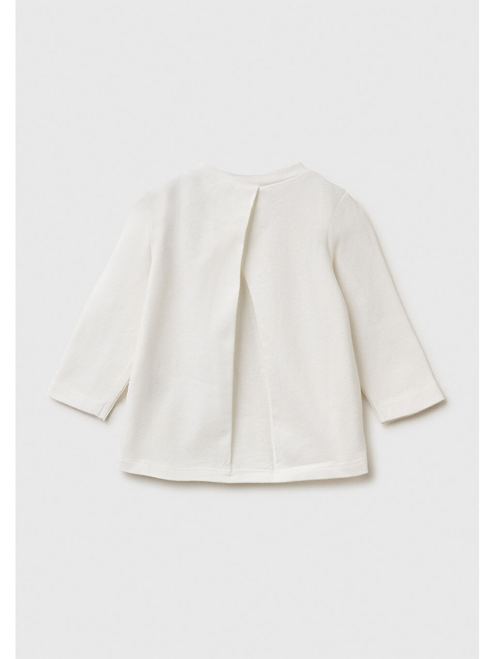 Bebek Ekru Önü Baskılı Yıldız Simli Uzun Kollu T-shirt-1