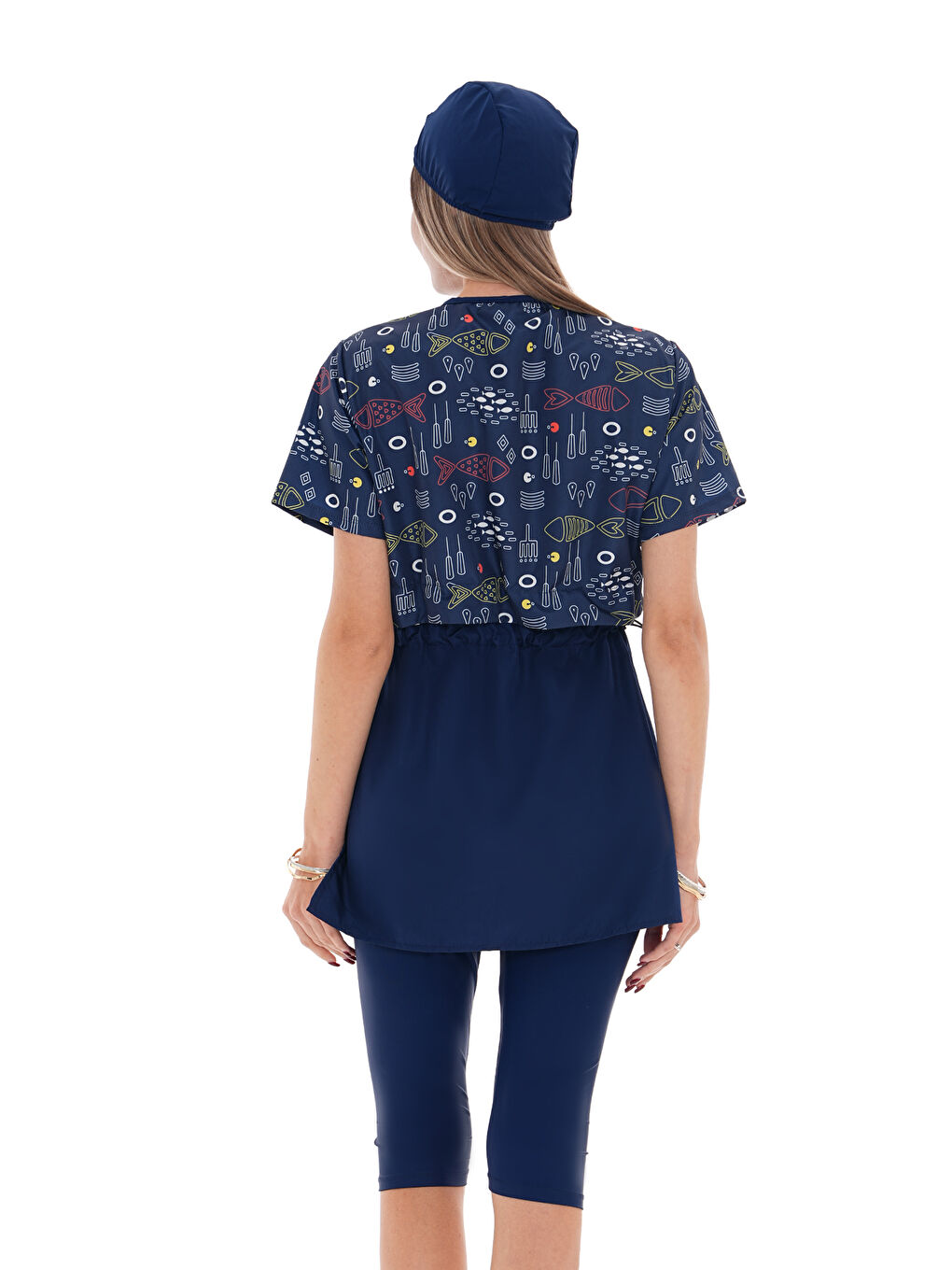 Lacivert Yarı Kapalı Tesettür Mayo 2508 Suna Balık-1