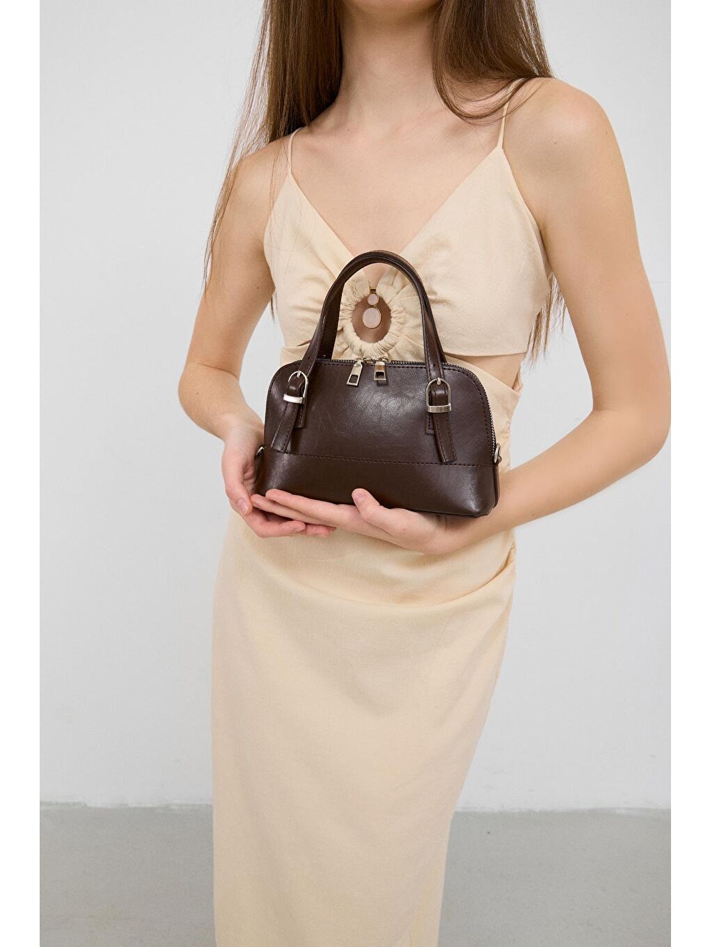 Ribbon Mini Çapraz Çanta Kahverengi-2