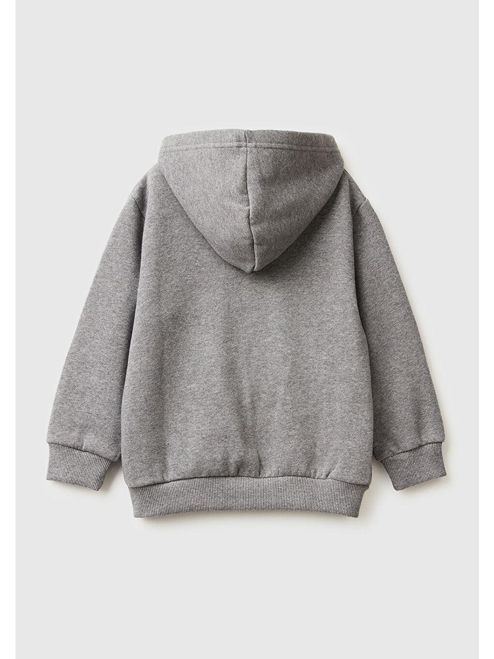 Gri Erkek Çocuk Antrasit Melanj Önü Logo Baskılı Fermuarlı Regular Fit Kapüşonlu Sweatshirt-1