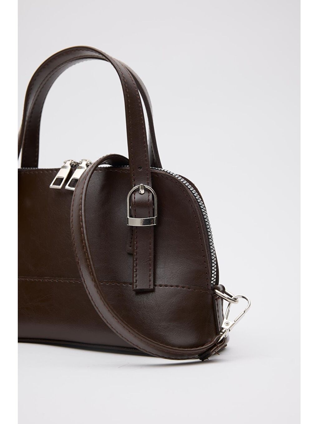 Ribbon Mini Çapraz Çanta Kahverengi-6