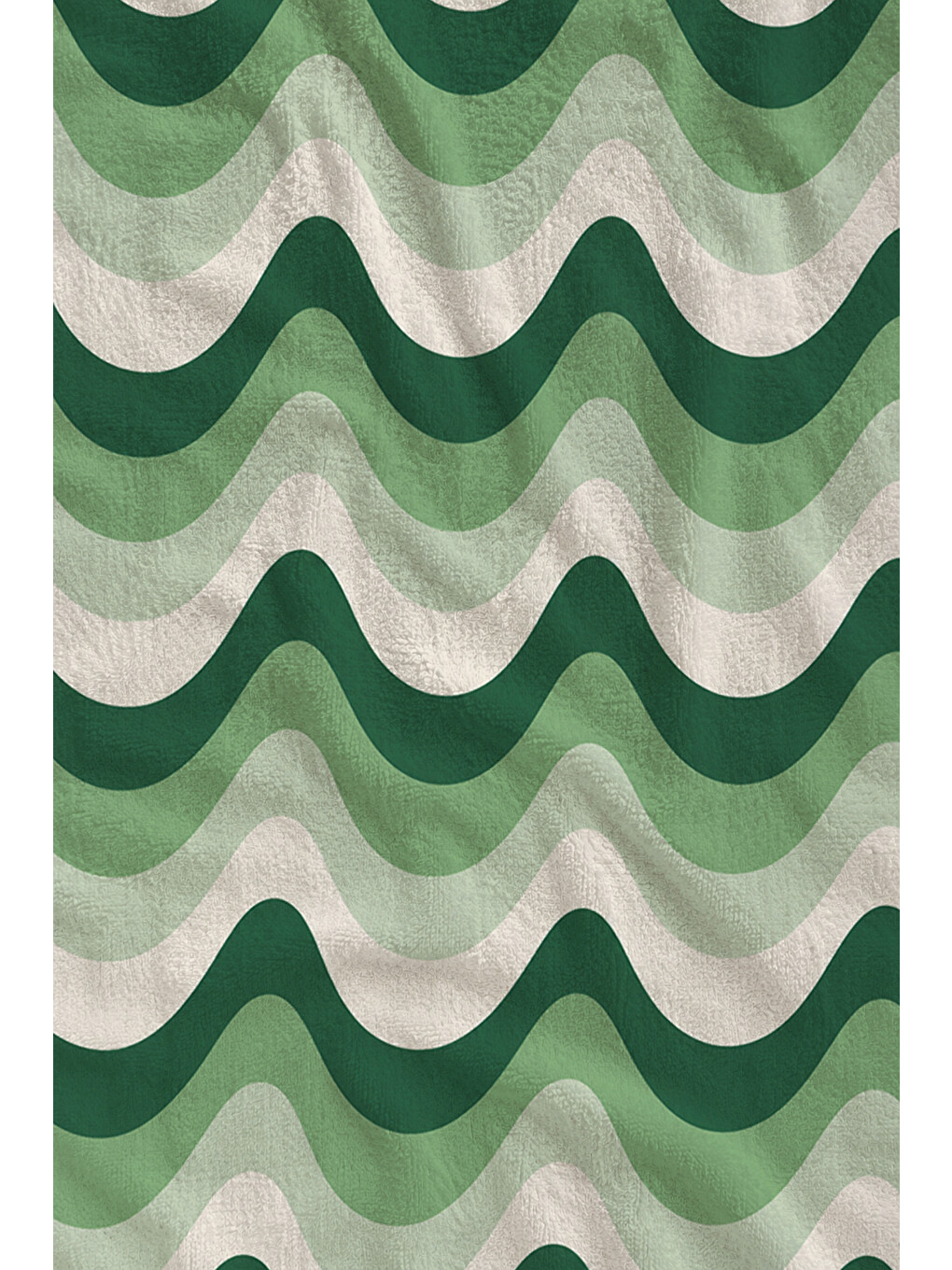Retro Yeşil Mint Dalgalı Çizgili Modern Desenli 70x150 Plaj Havlusu - Pamuklu Banyo Havlusu-2