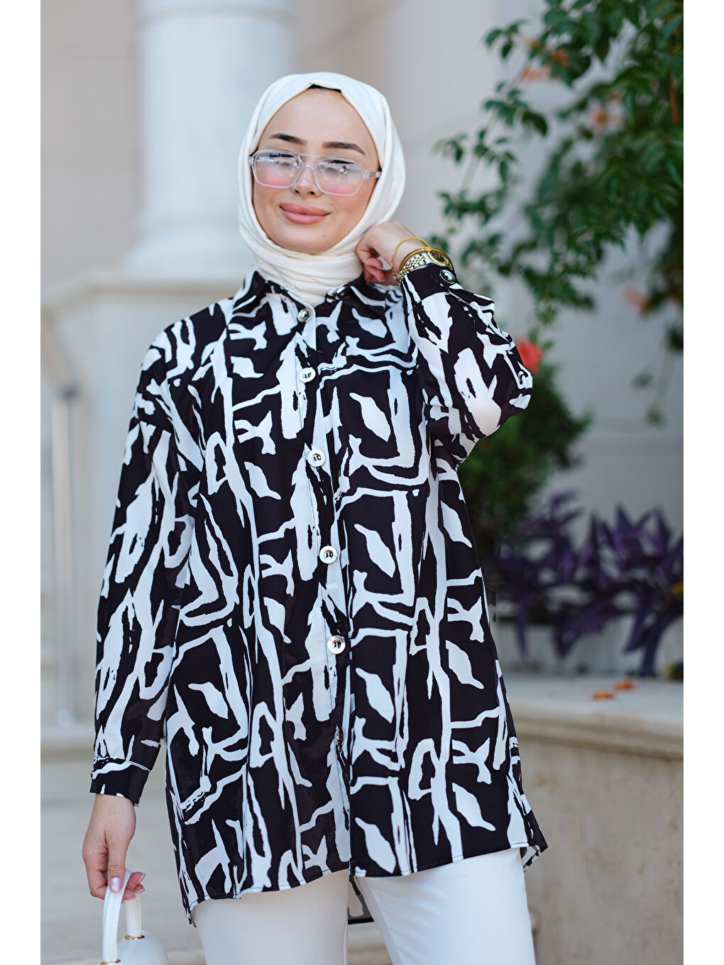 Dijital Baskılı Gömlek Siyah-1