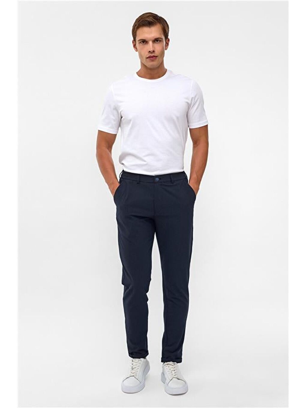 Lacivert Slim Düz Jogger Pantolon