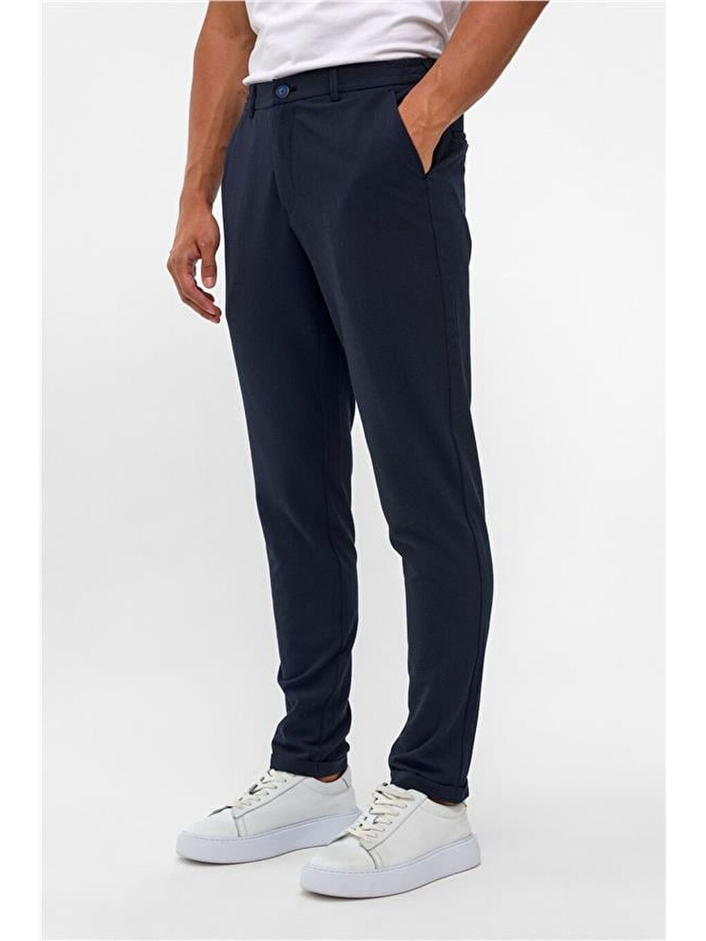 Lacivert Slim Düz Jogger Pantolon-1