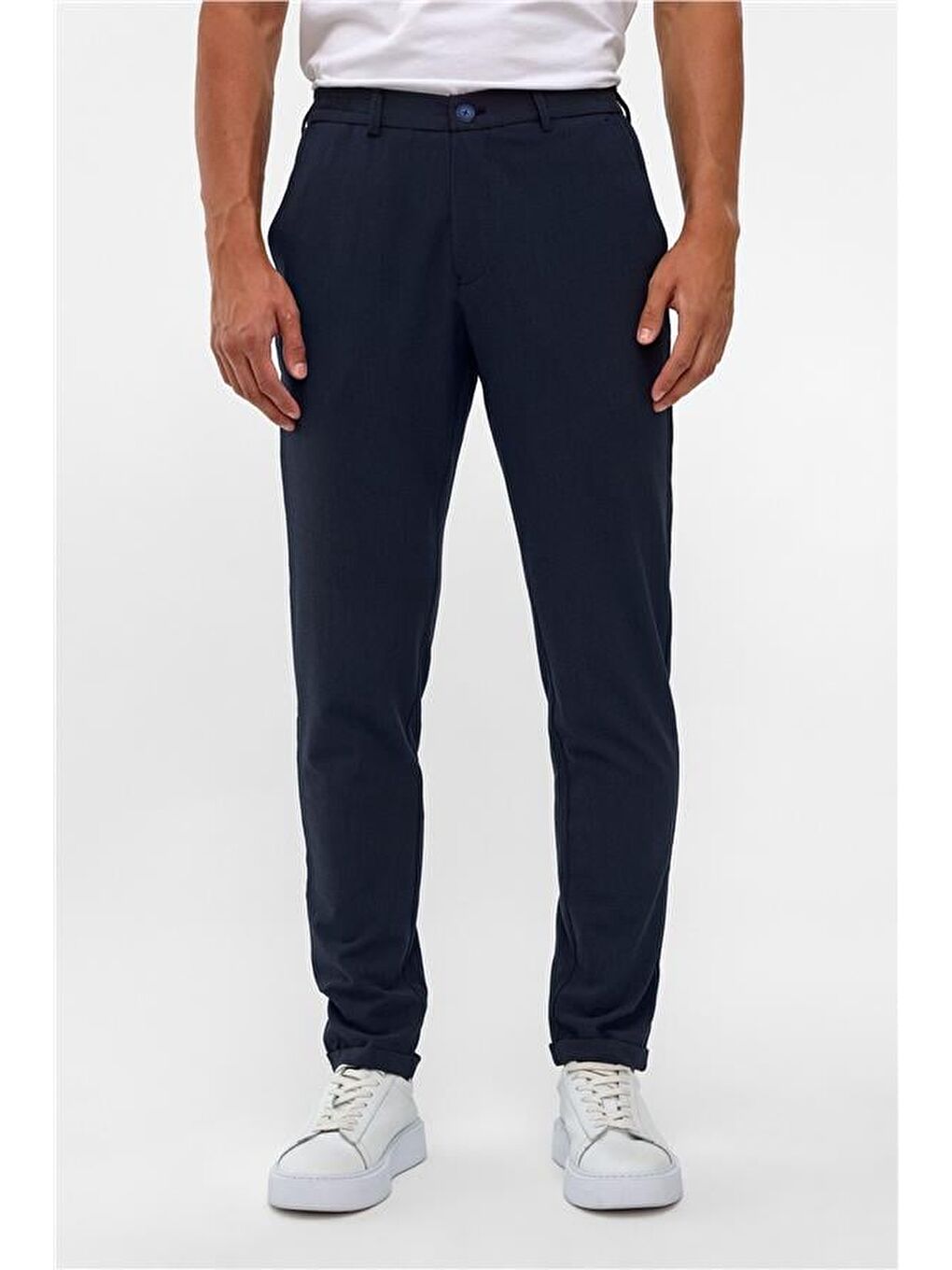 Lacivert Slim Düz Jogger Pantolon-2