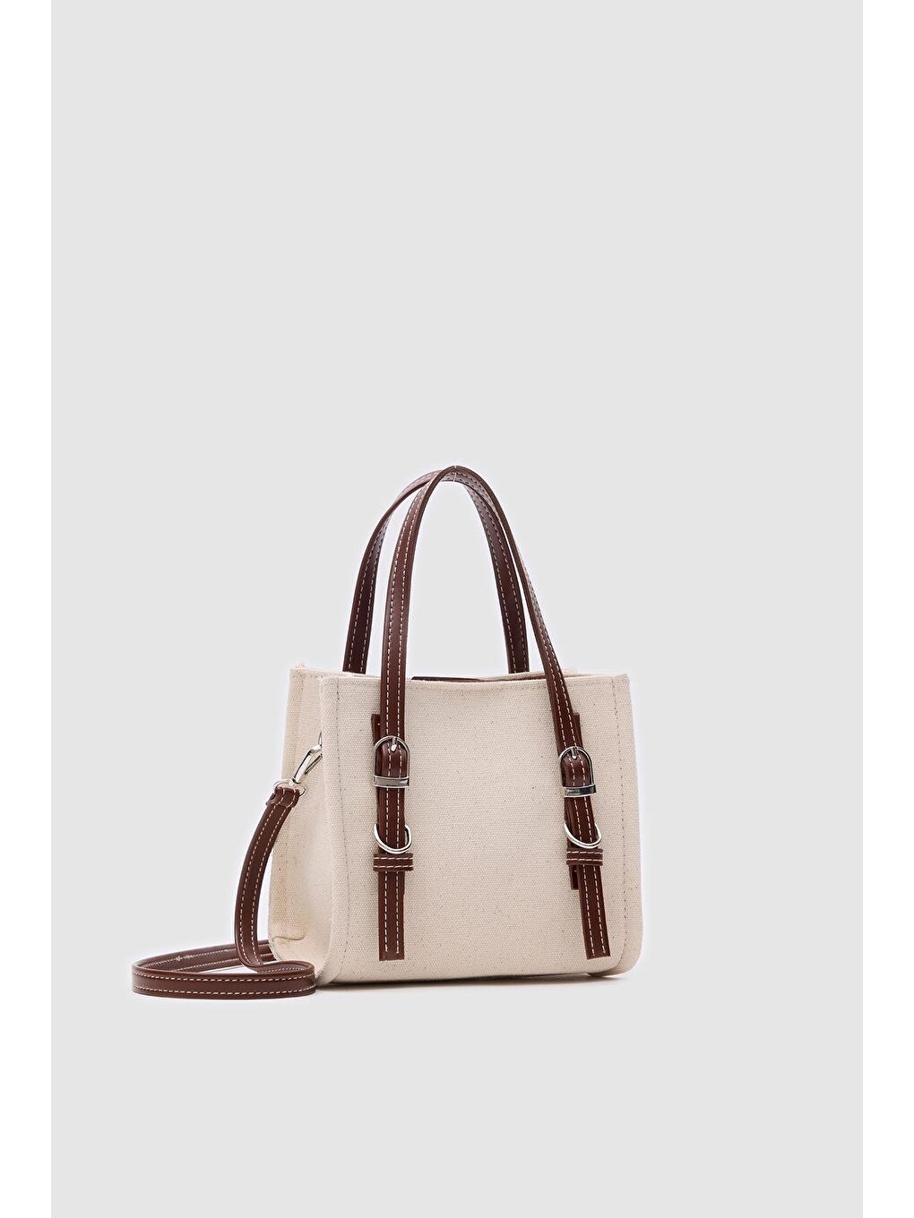 Ekru Luxe Garnili Kemer Detaylı El Ve Çapraz Çanta Krem-4