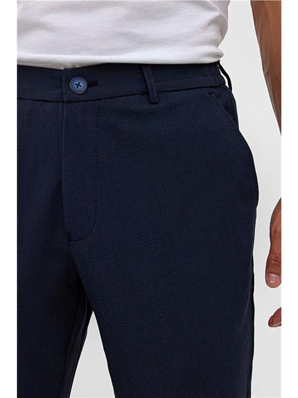 Lacivert Slim Düz Jogger Pantolon-3