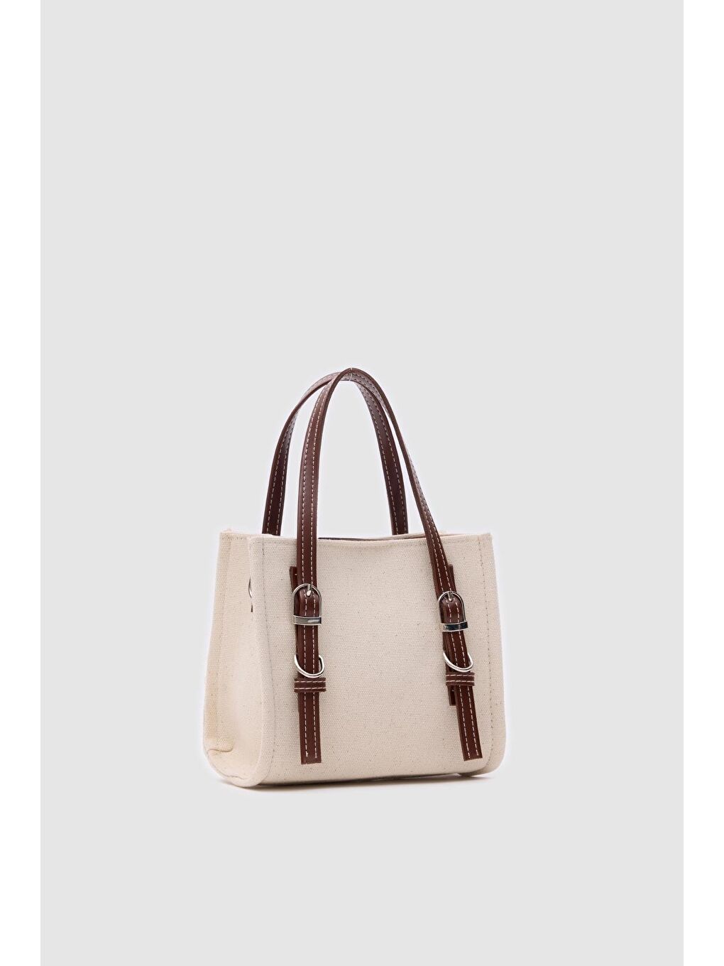 Ekru Luxe Garnili Kemer Detaylı El Ve Çapraz Çanta Krem-5