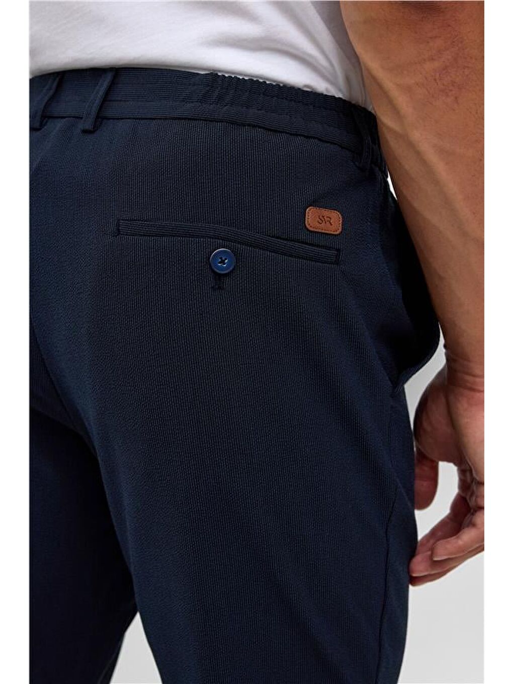 Lacivert Slim Düz Jogger Pantolon-5