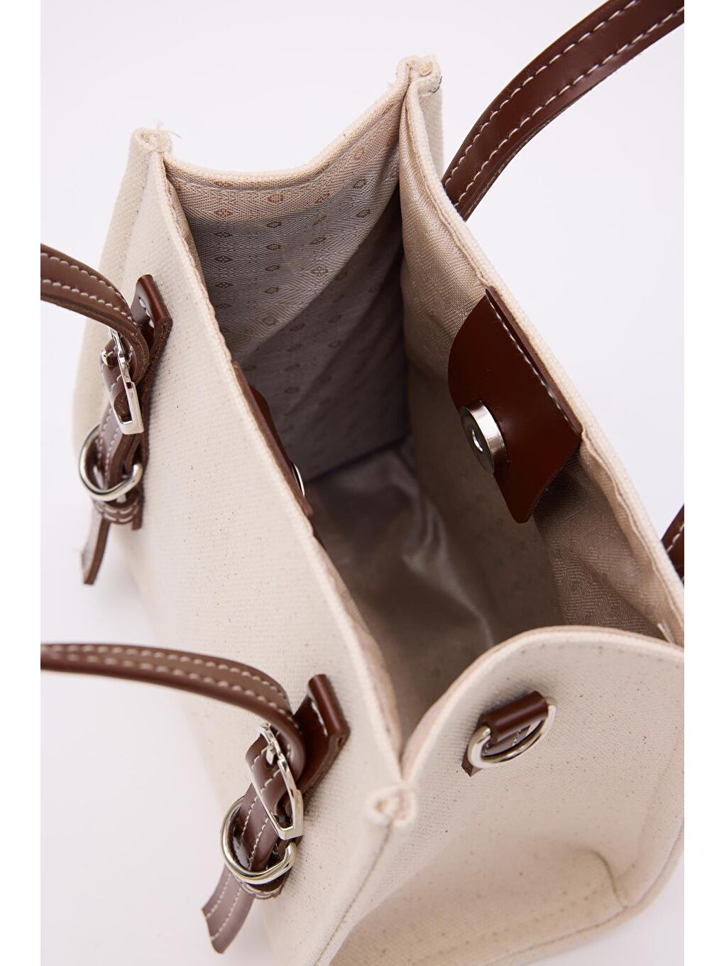 Ekru Luxe Garnili Kemer Detaylı El Ve Çapraz Çanta Krem-7