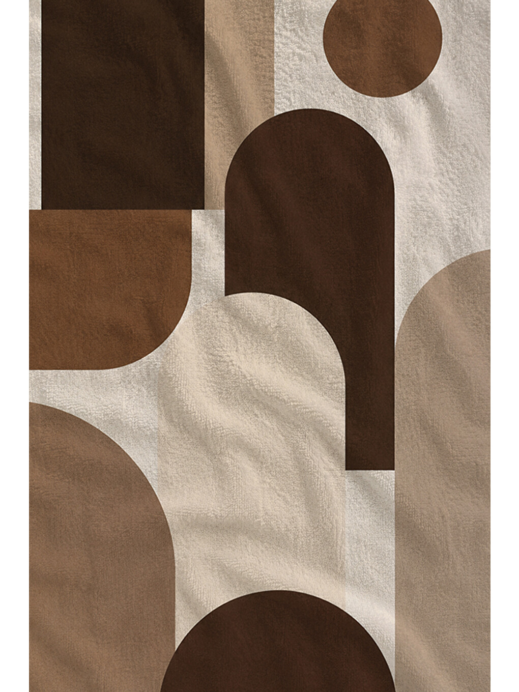 Modern Kahve Bej Geometrik Soyut Desenli 70x150 Plaj Havlusu - Dijital Baskılı Solmaz Banyo Havlusu-2