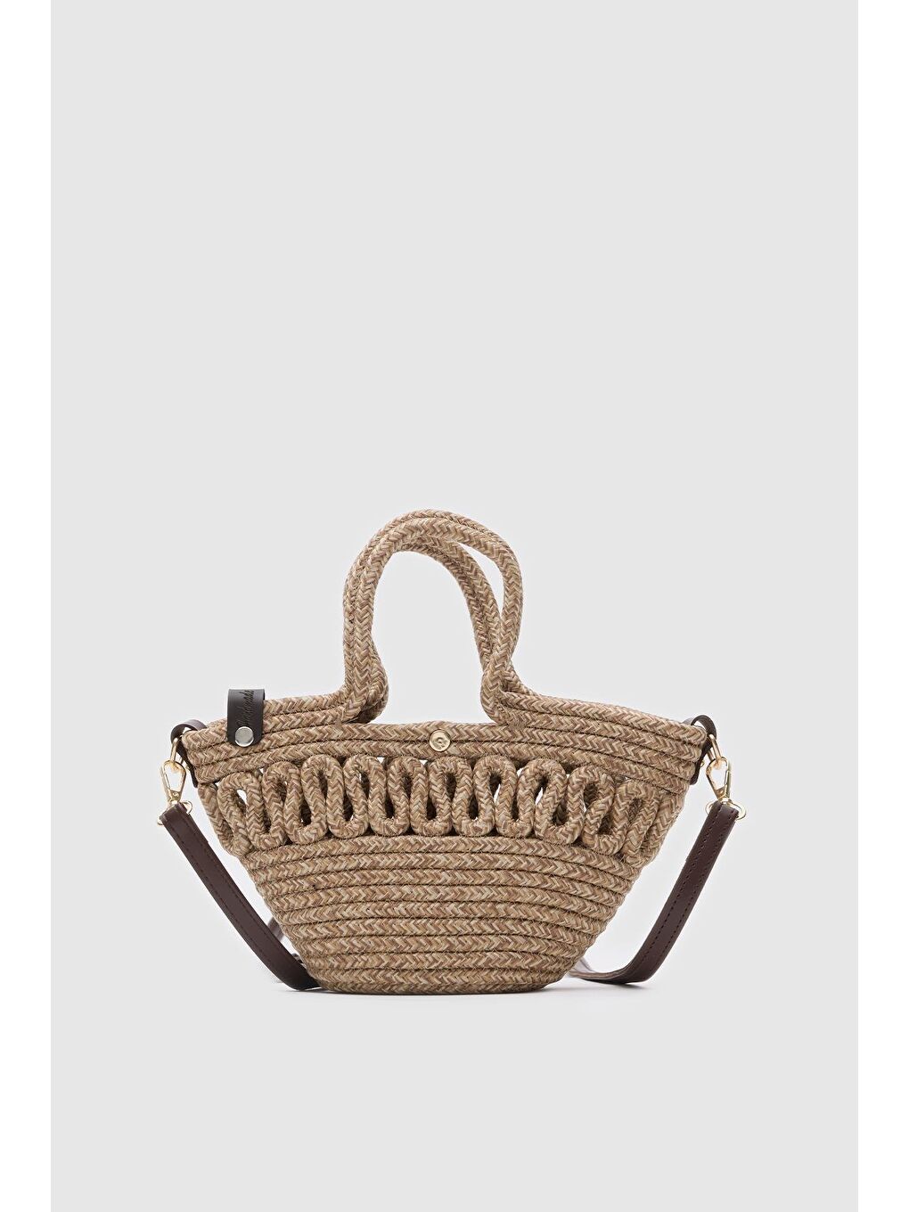 Bej Ortega Handmade Mini Hasır Çapraz Çanta Vizon